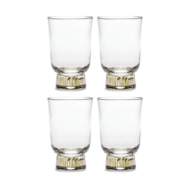 Ottolenghi Feast drinking glass 33 cl 4-pack - Stripes gold - Serax