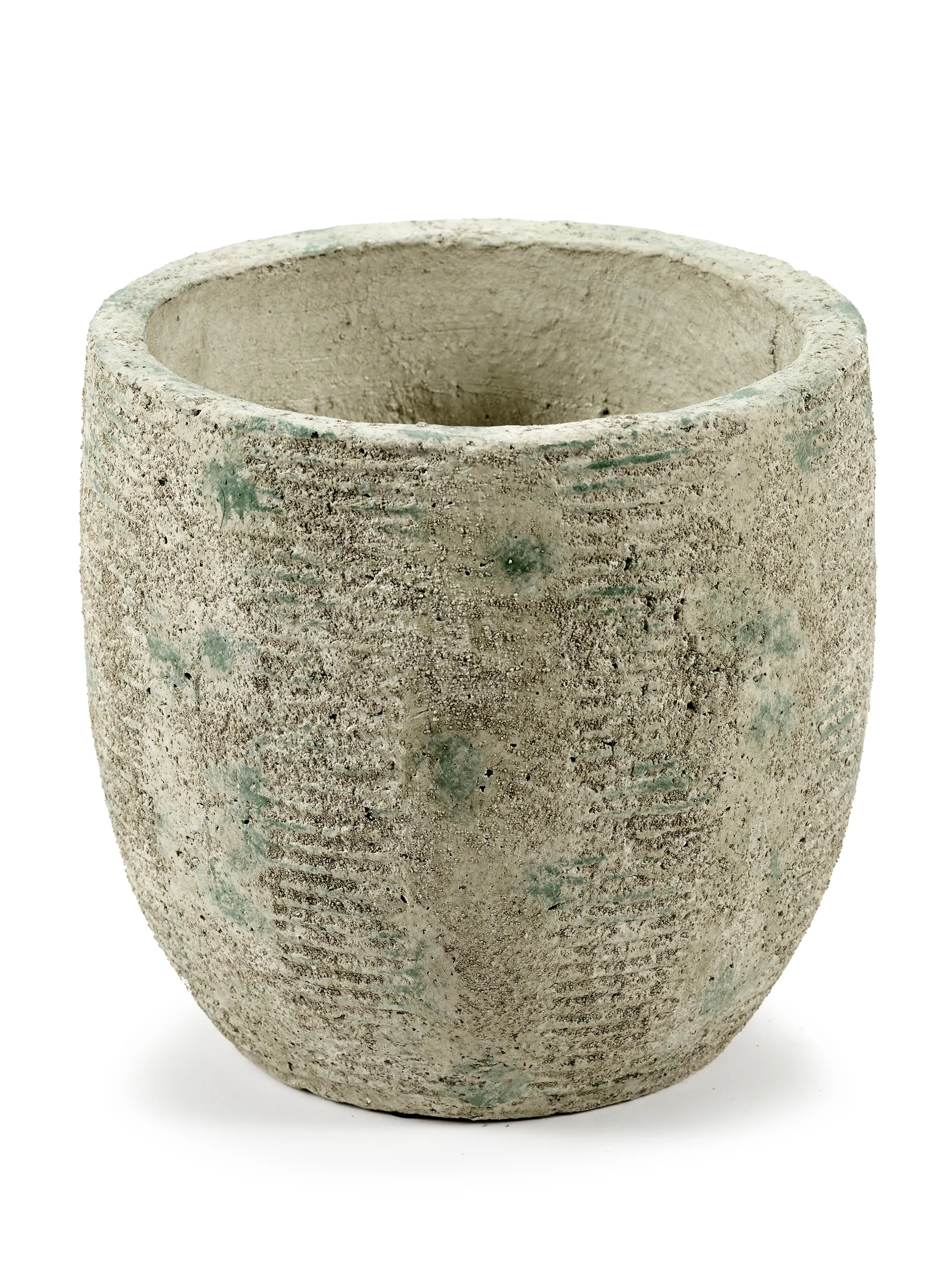 Rustic flower pot stripes M 20.5 cm, Grey Serax