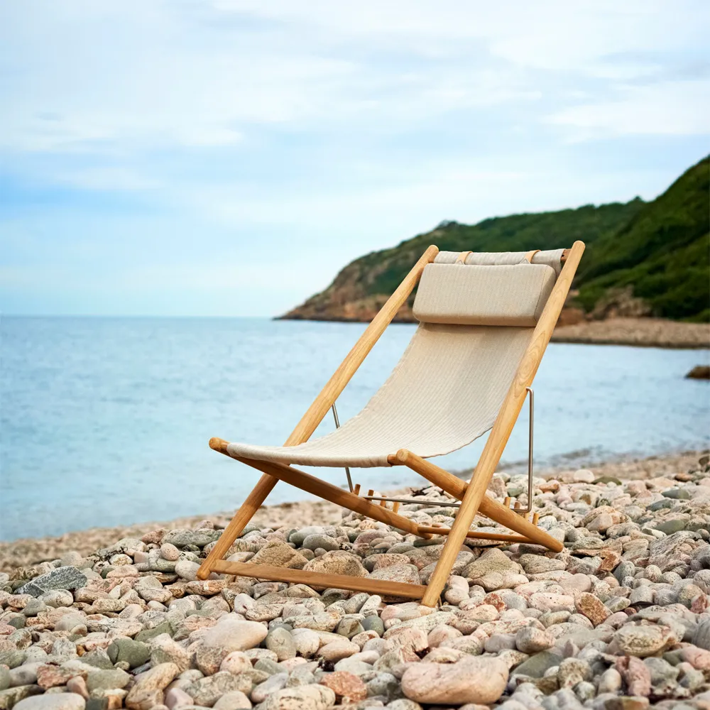 H55 lounge chair teak, Beige Skargaarden