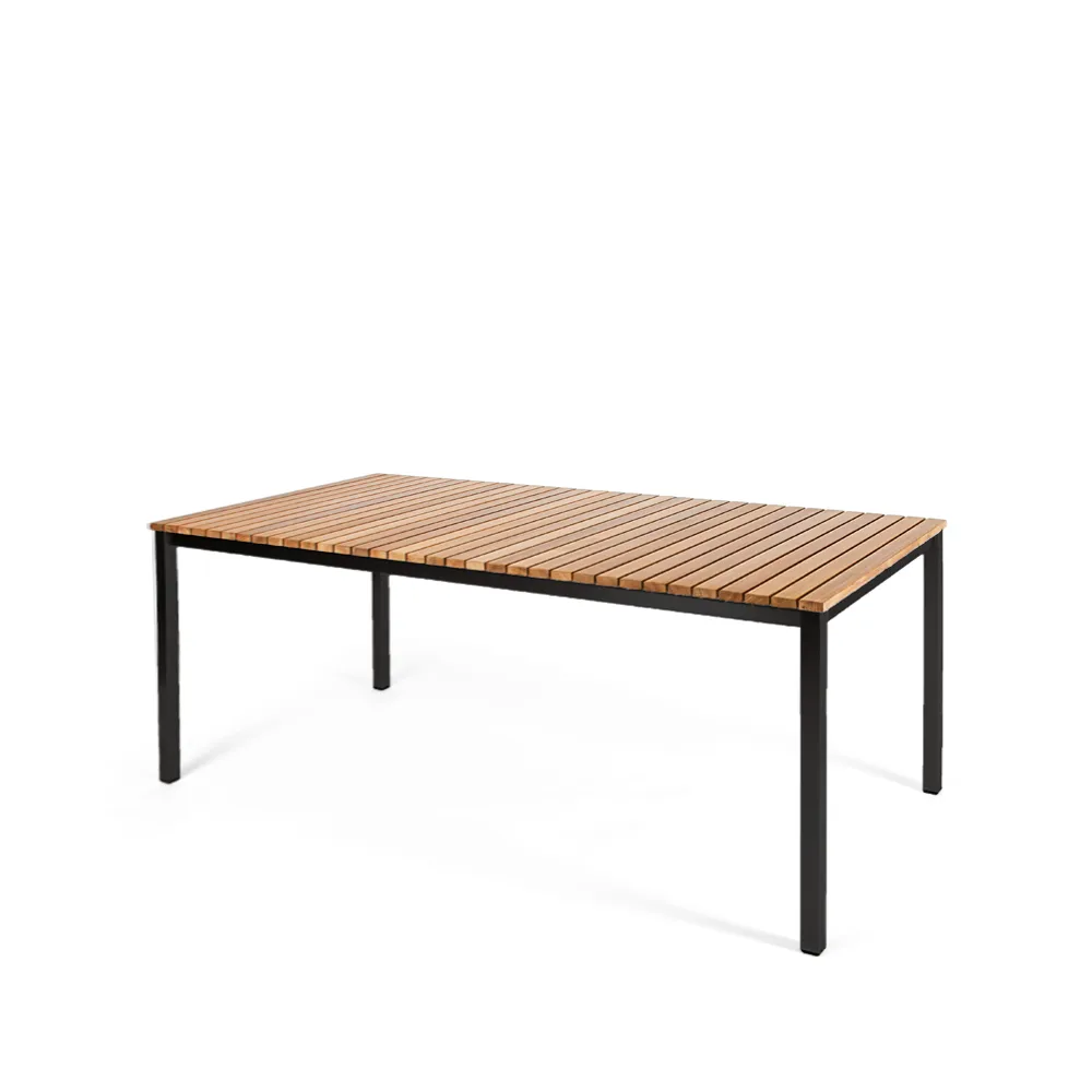 Häringe dining table, Teak, medium, black steel frame Skargaarden