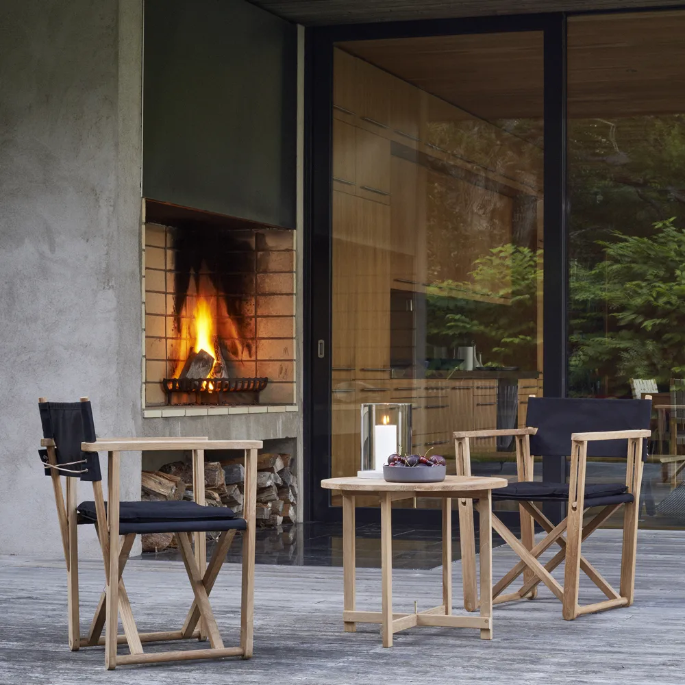 Kryss Dining armchair, Agora Nautic Navy blue, teak Skargaarden