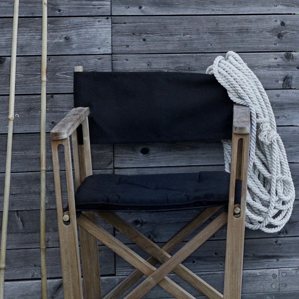 Kryss Dining armchair, Agora Nautic Navy blue, teak Skargaarden