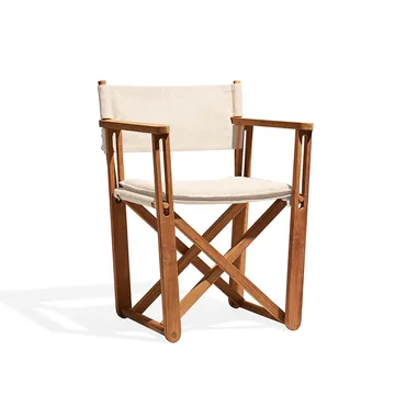 Kryss Lounge armchair - Sunbrella Heritage Papyrus beige, teak - Skargaarden
