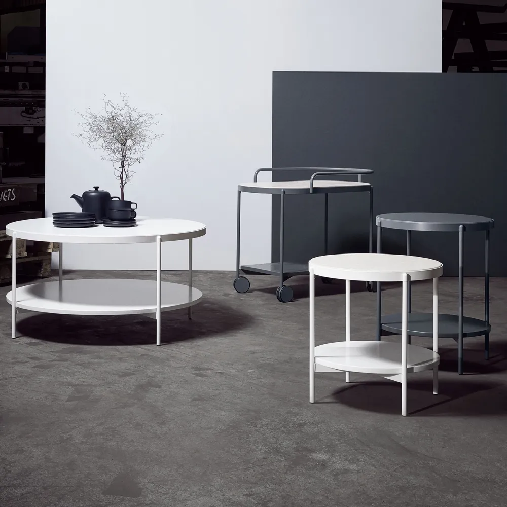 Lene side table, White, high, white pigmented ash veneer SMD Design