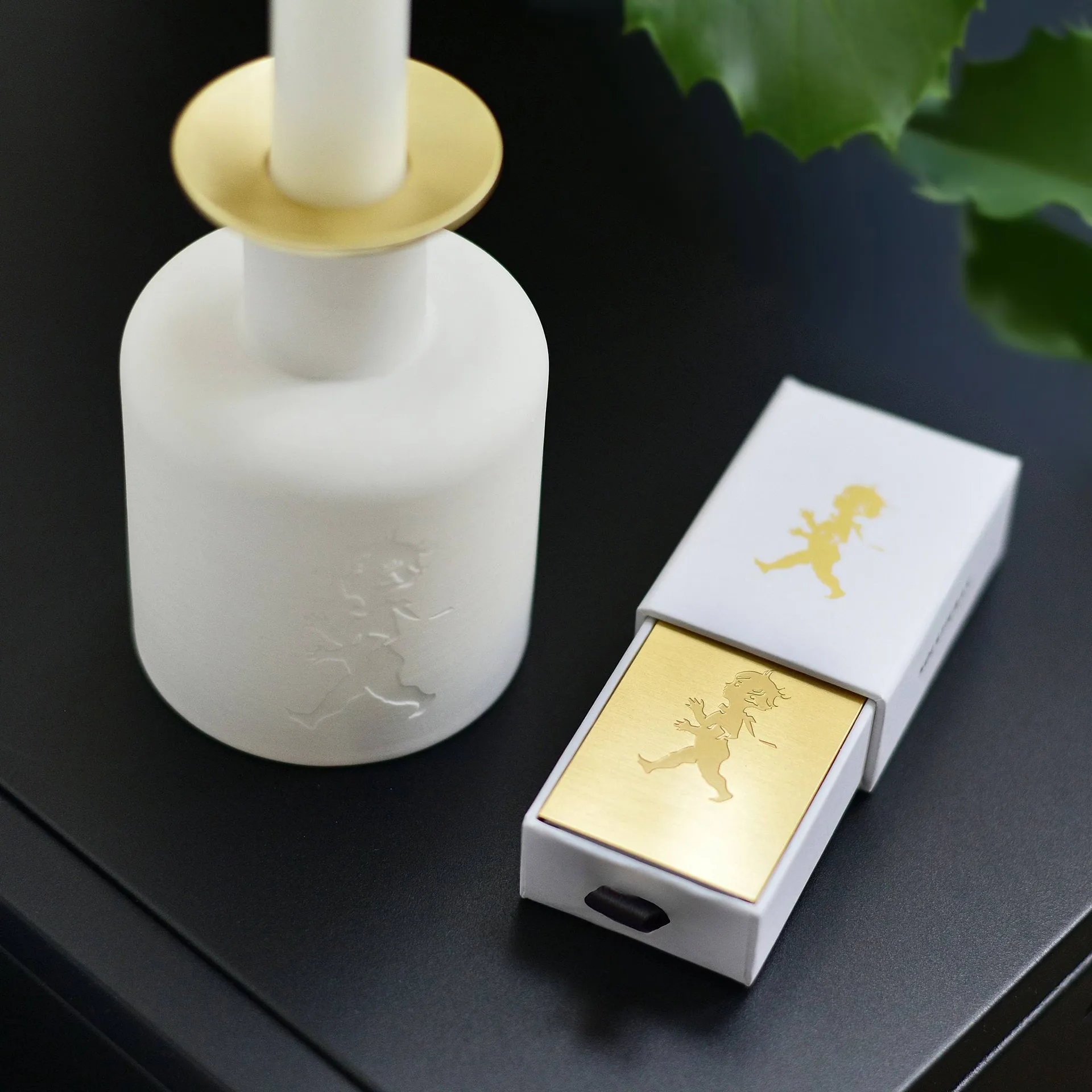 Solstickan matchbox holder, Brass, small 3.5x5.6x1.8 cm Solstickan Design