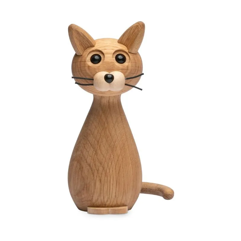 Brave Cat decoration 24 cm Oak, Oak Spring Copenhagen