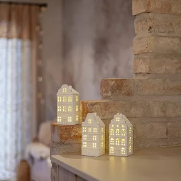 Indoor winter décor - White house, 3-piece set - Star Trading