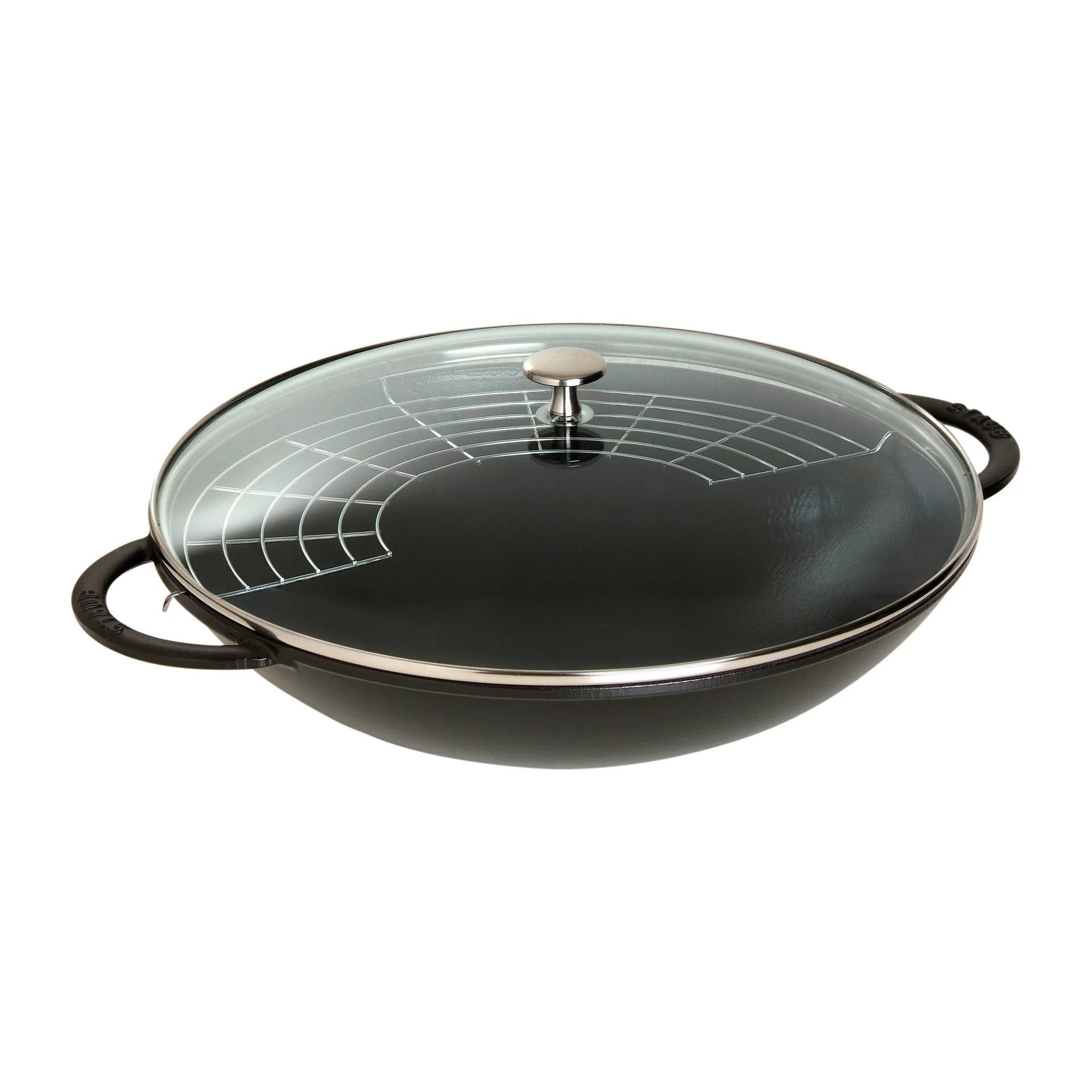 Wok with glass lid Ø37 cm 5.7 L, Black STAUB