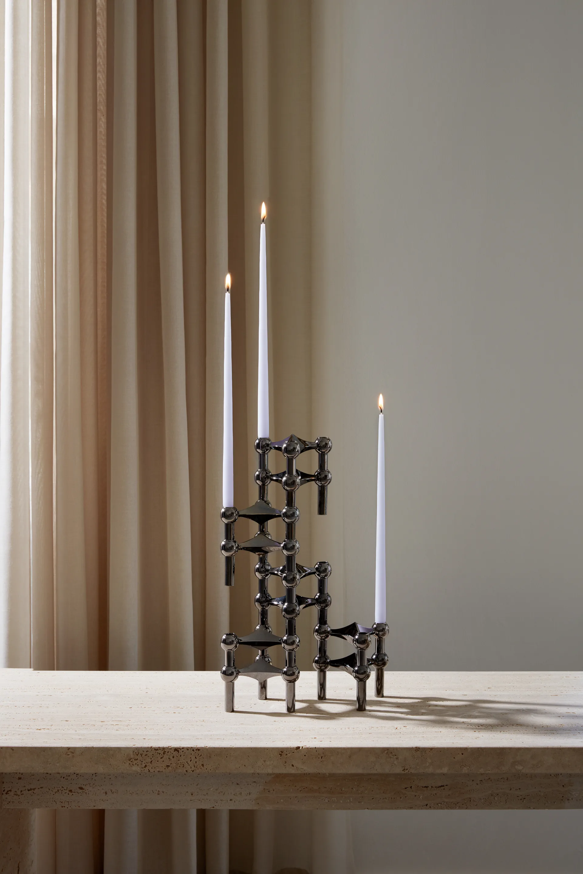 Nagel candle holder, Black chrome STOFF Nagel