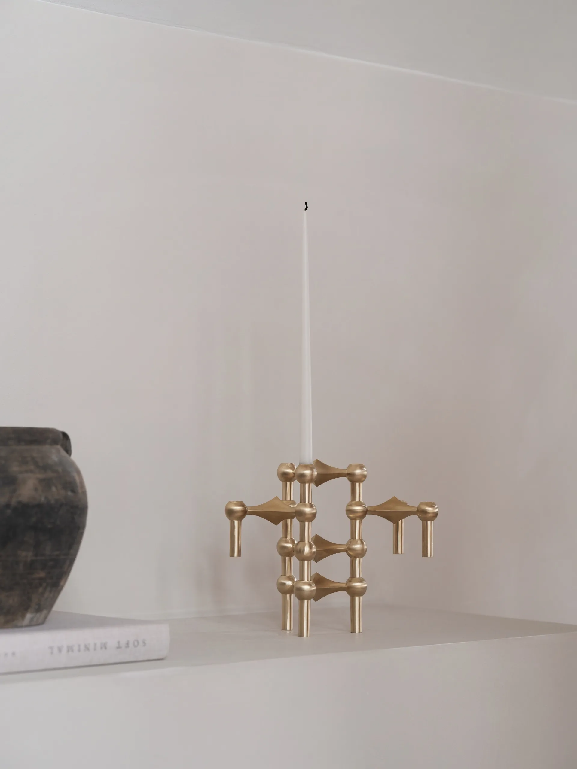 Nagel candle holder, Brushed brass STOFF Nagel