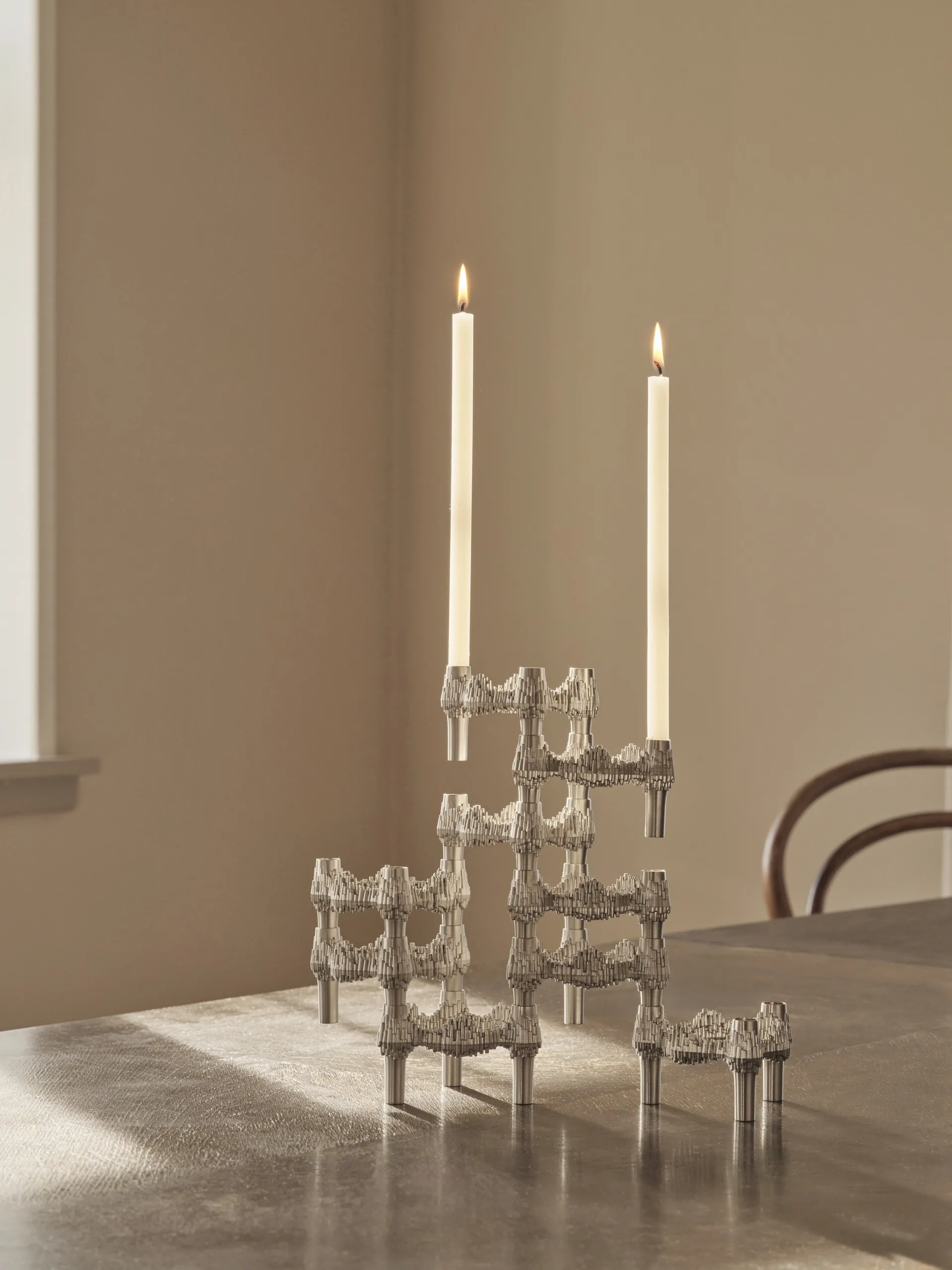 STOFF Nagel Quist candle holder, Brushed chrome STOFF Nagel