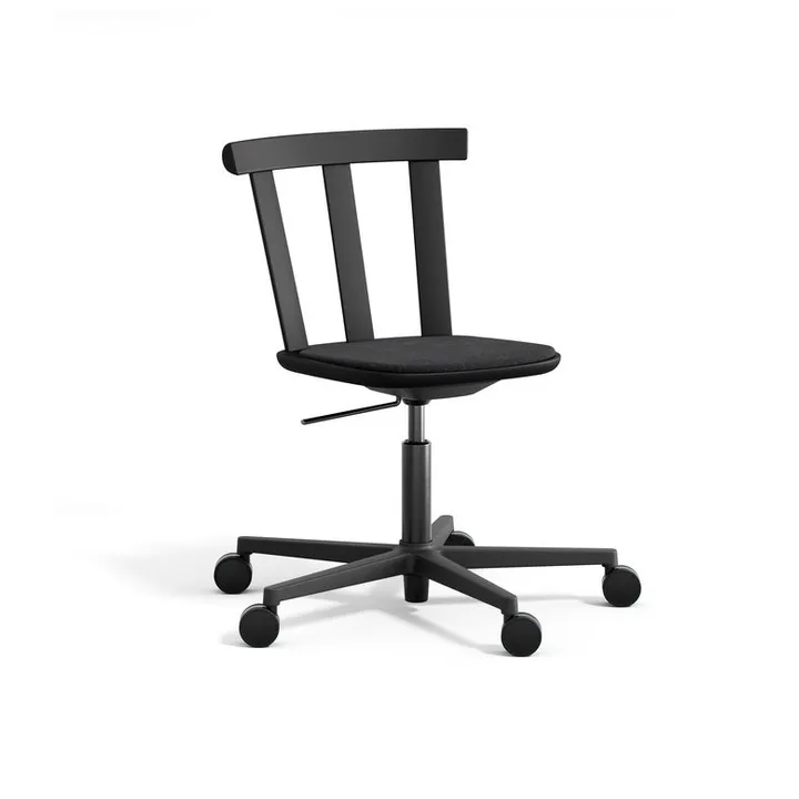 Alt chair swivel base upholstered seat birch - Hallingdal 65-180 black-matte black 99 - Stolab