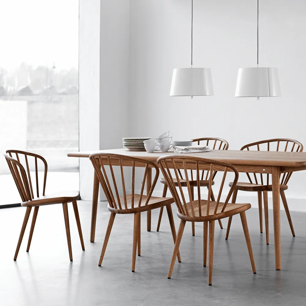 Miss Holly dining table. 175x100 cm, Birch white oiled, 1 extension piece Stolab