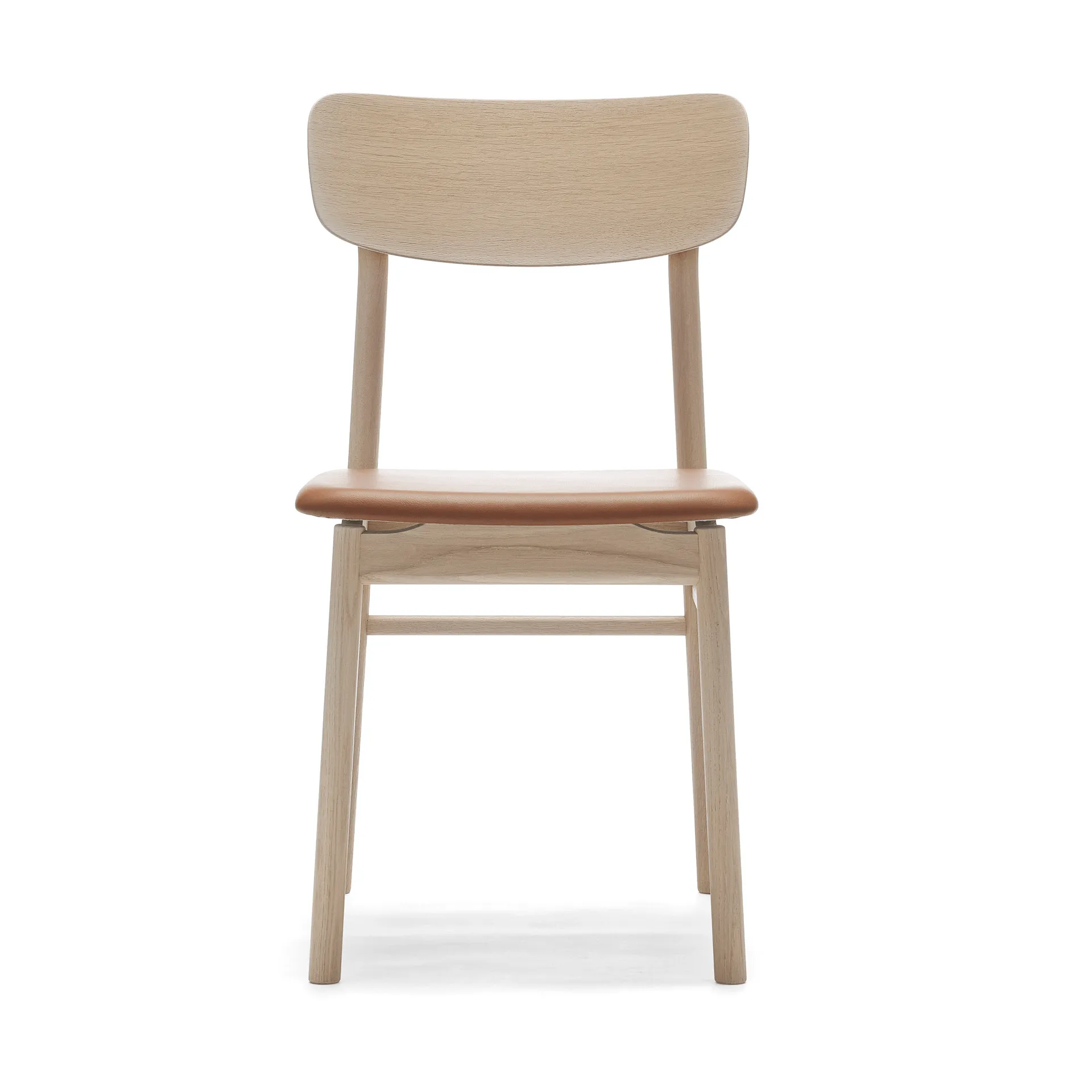 Prima Vista chair light matte lacquered oak, Leather Elmosoft 43807 cognac Stolab