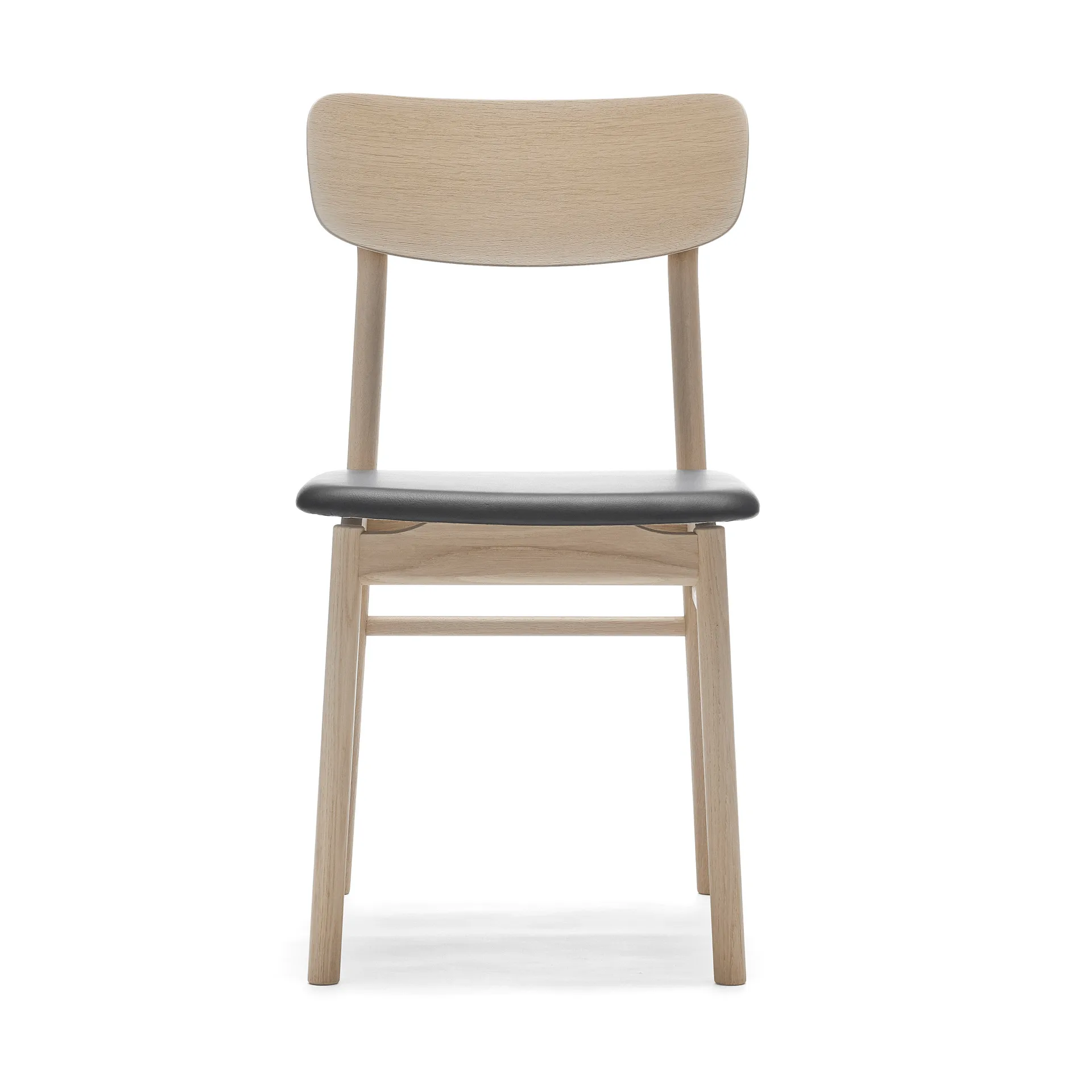 Prima Vista chair light matte lacquered oak, Leather Elmosoft 99001 black Stolab