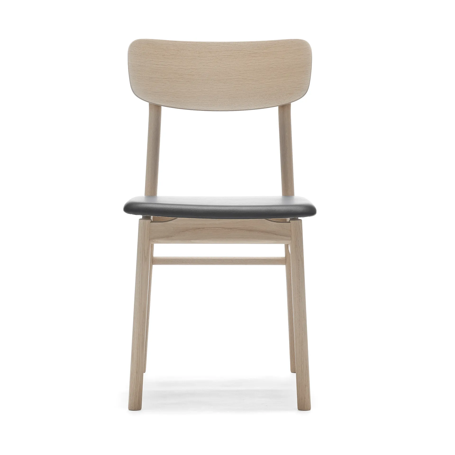 Prima Vista chair white-oiled oak, Leather Elmosoft 99001 black Stolab