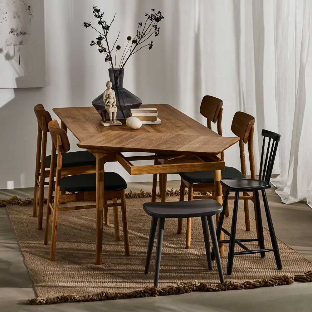 Prima Vista dining table, Oak natural oil-180cm-1 insert Stolab