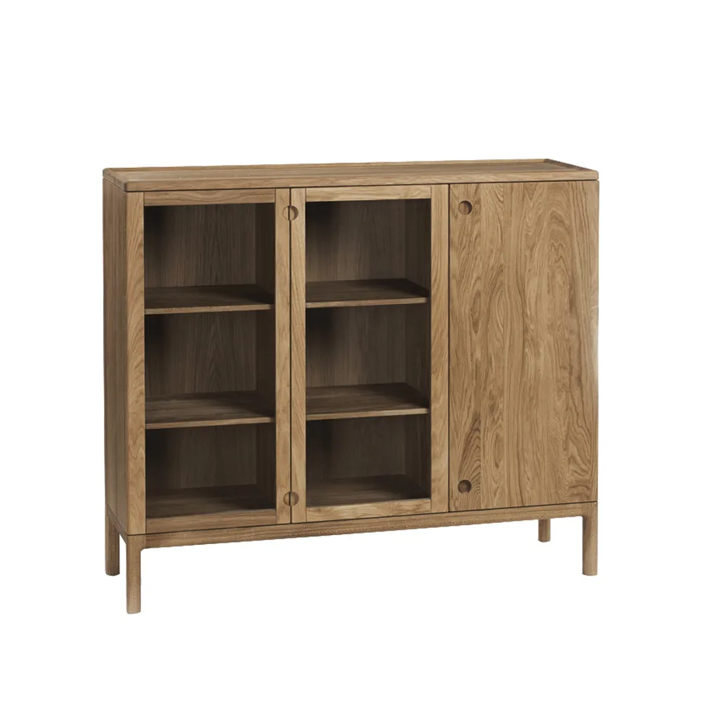 Prio tall bench, Oak natural oil. glass door Stolab