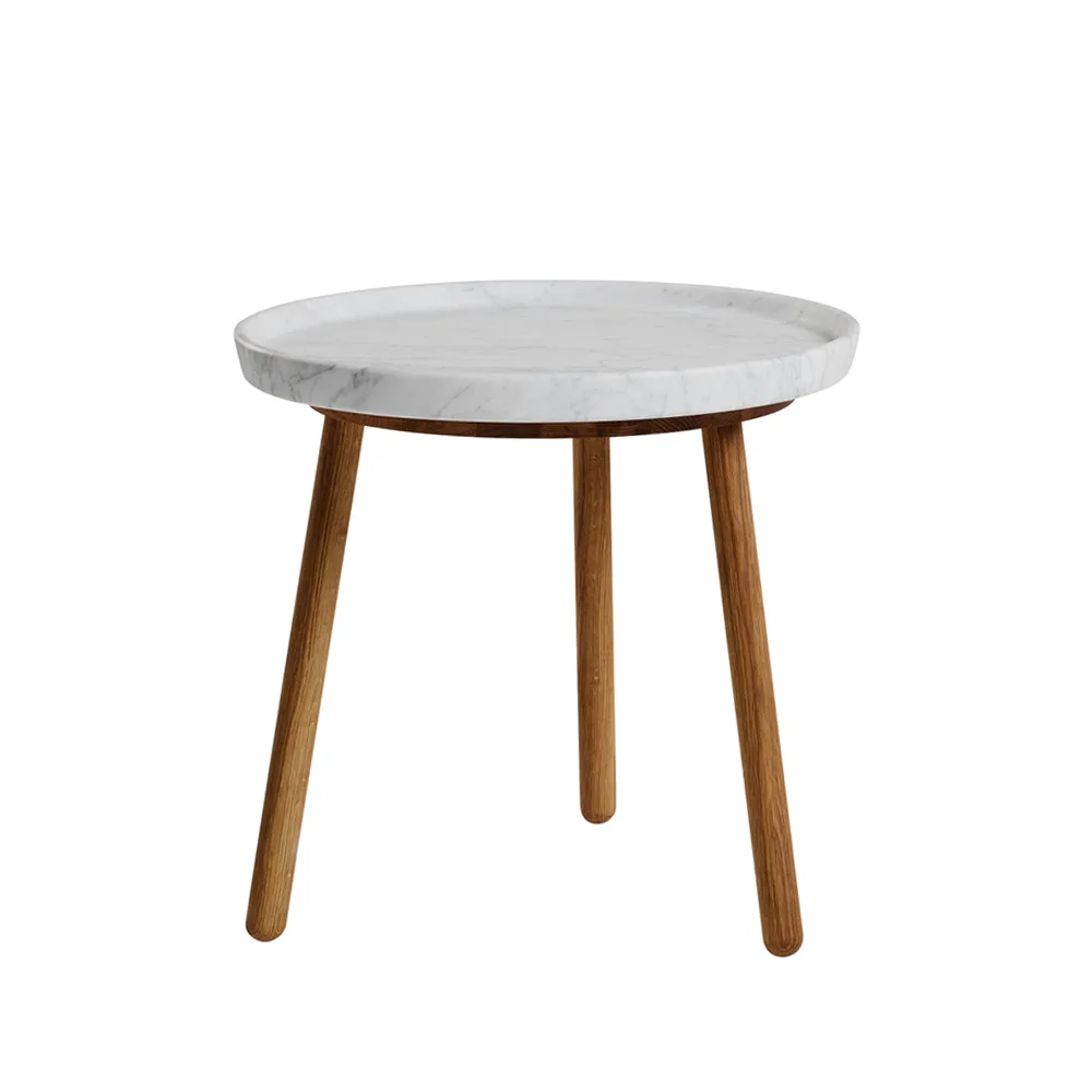 Tureen nesting table, Marble white. ø52cm. natural oiled oak legs Stolab