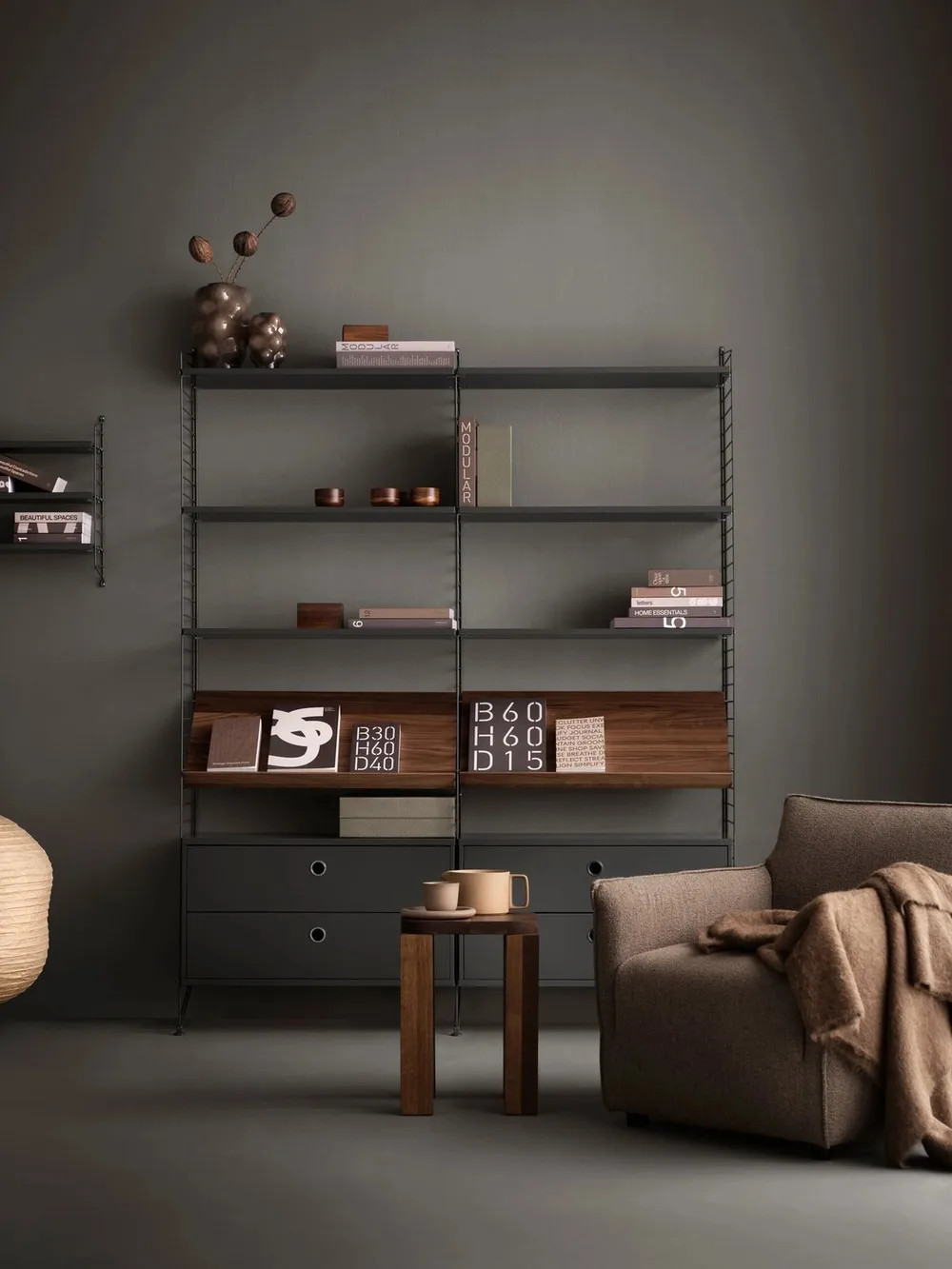 String wall panels, Dark grey, 50x20 cm, 1-pack String