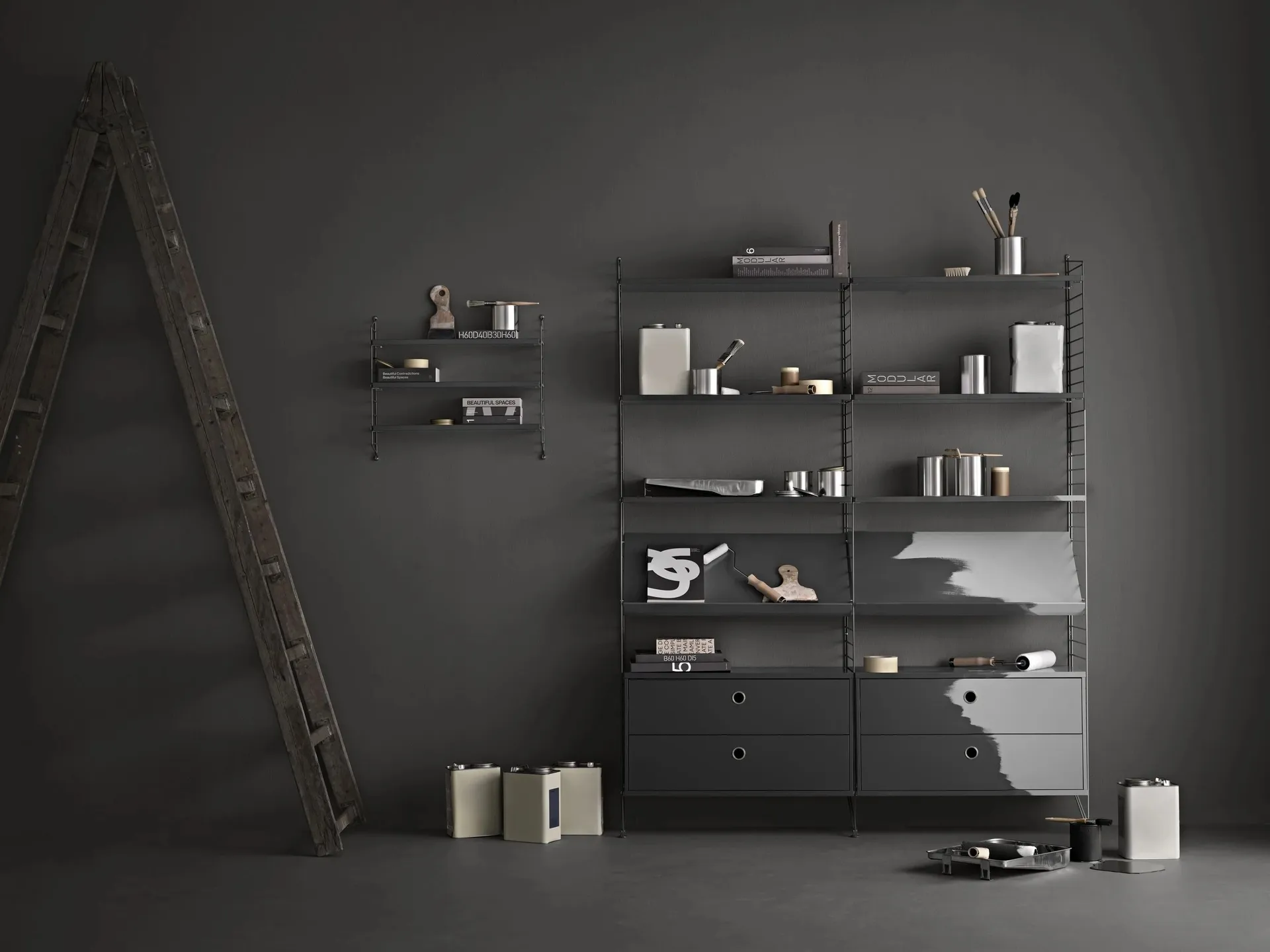 String wall panels, Dark grey, 50x30 cm, 1-pack String