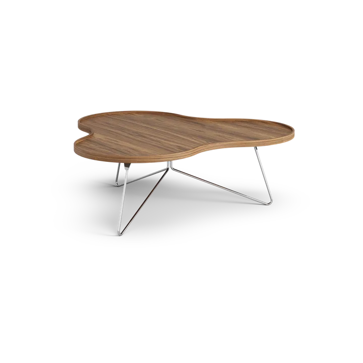 Flower mono table Special Edition 107x114 cm - H39 cm-lacquered walnut-chromed steel - Swedese