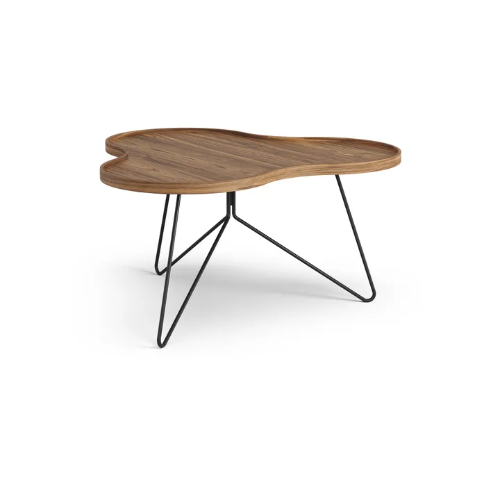 Flower mono table Special Edition 84x90 cm - H45 cm-lacquered walnut-black lacquered steel - Swedese