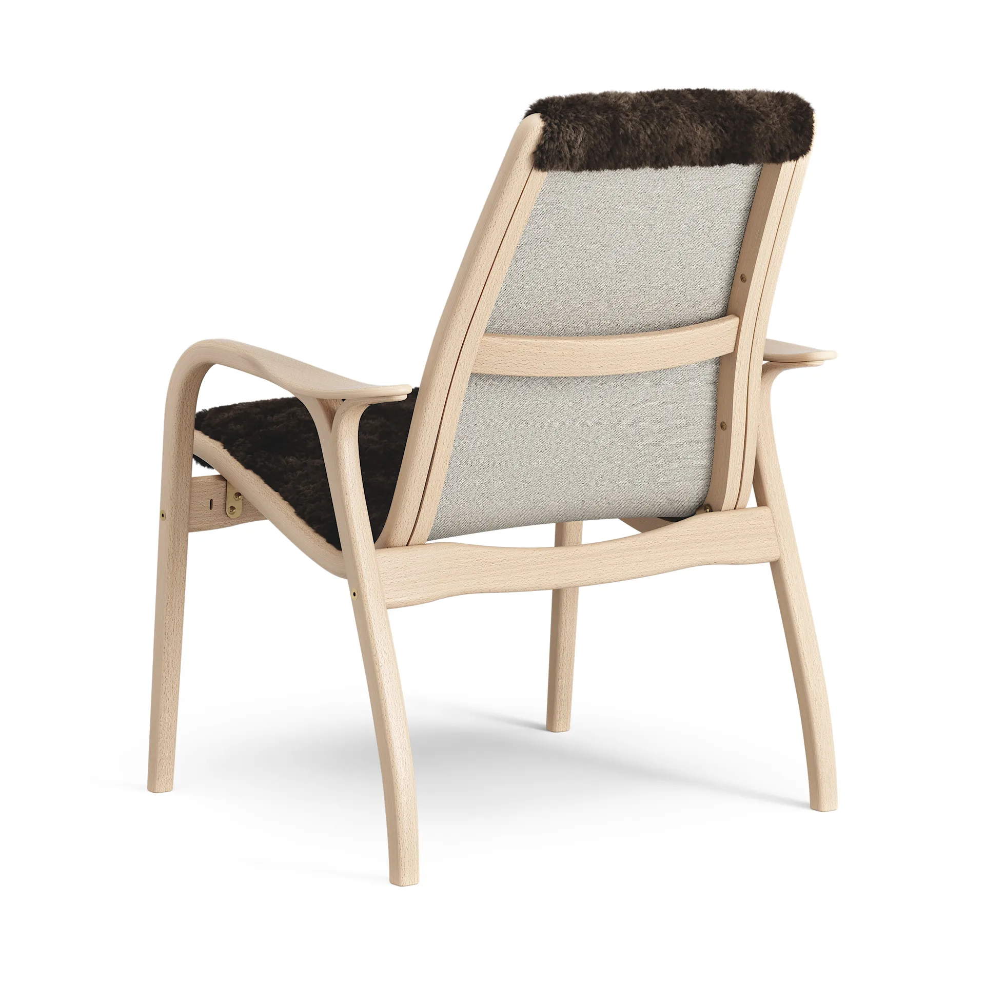 Laminett arm chair laquered beech/sheep skin, Espresso (brown) Swedese