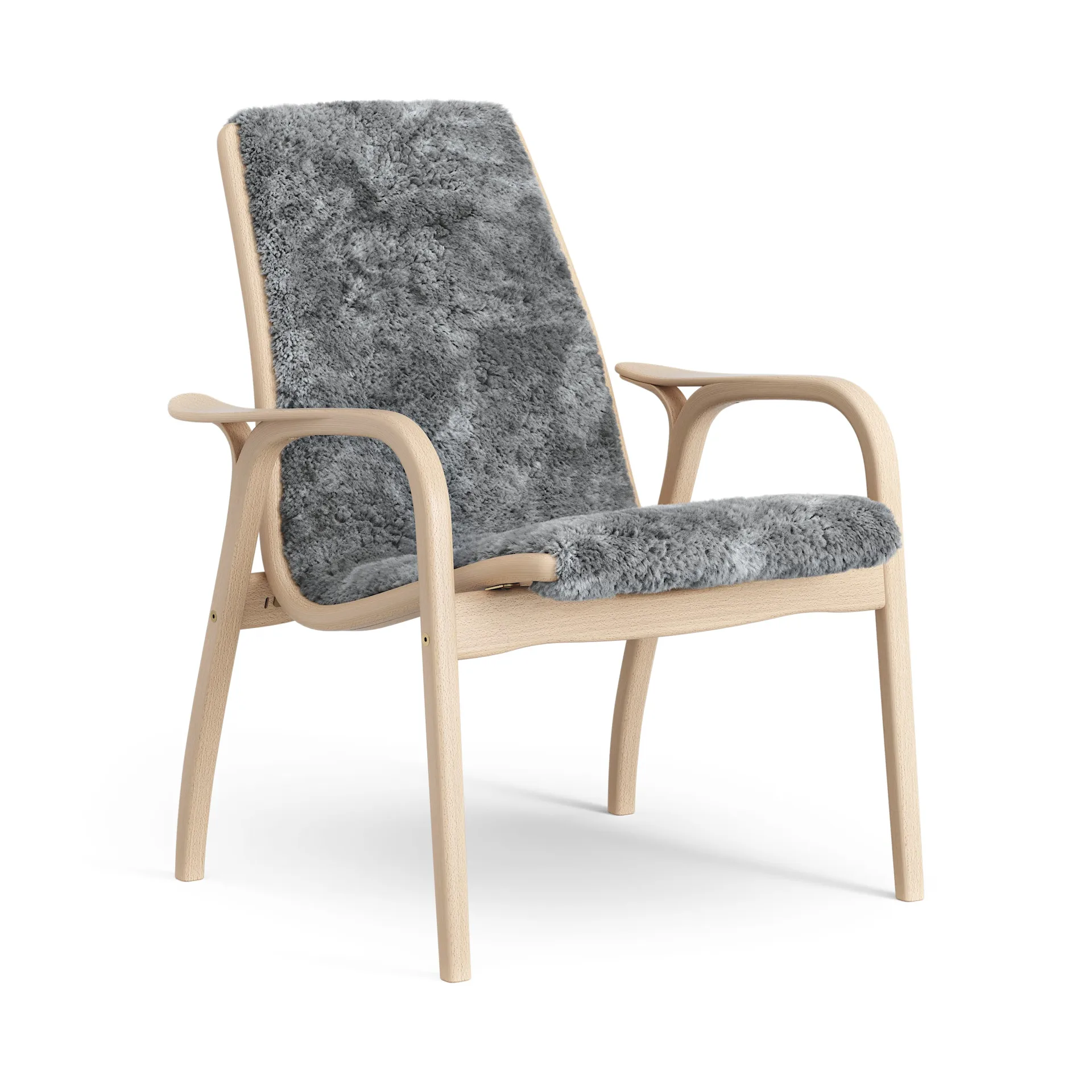 Laminett arm chair laquered beech/sheep skin, Scandinavian Grey (grey) Swedese