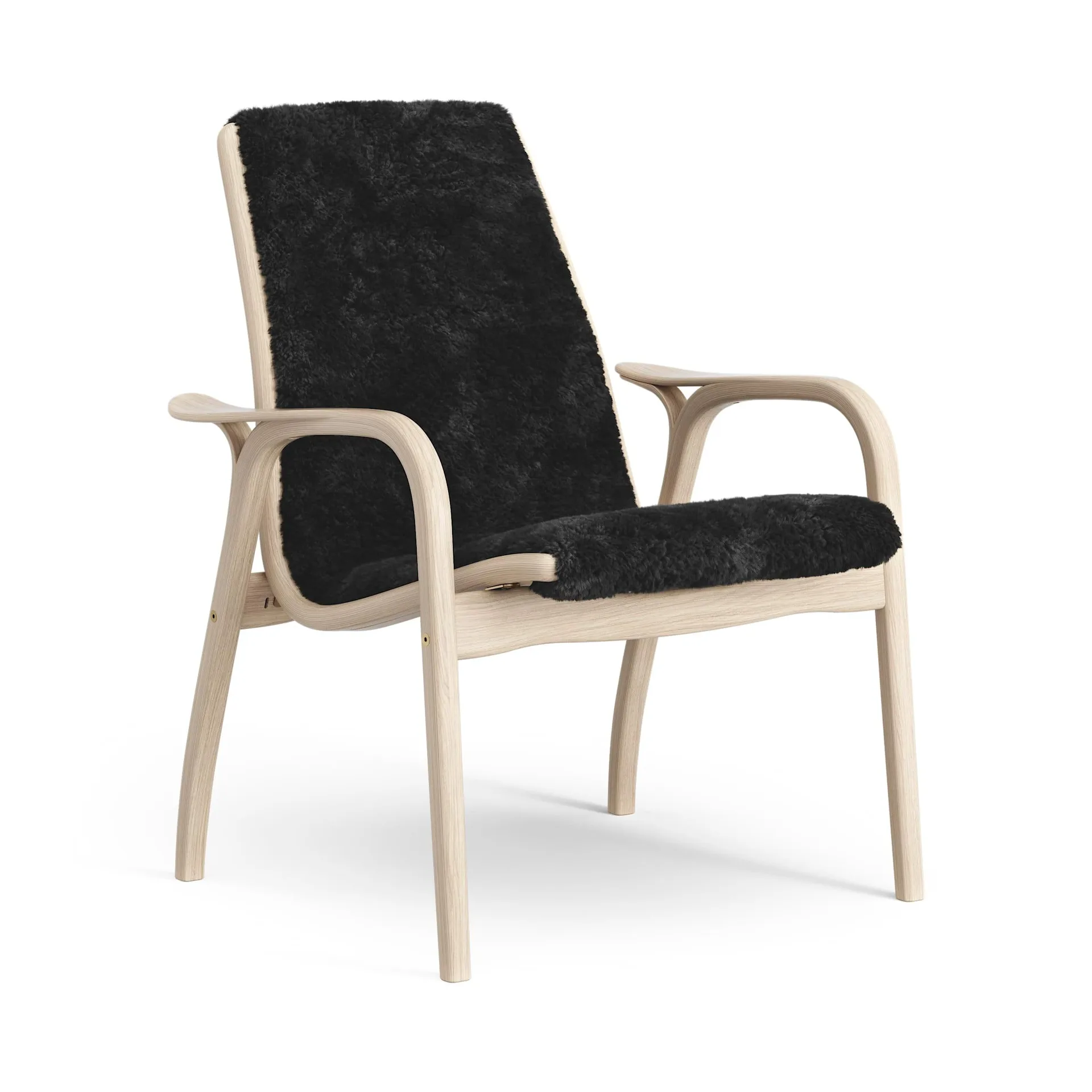 Laminett armchair, Sheepskin Black-white pigmented oak Swedese