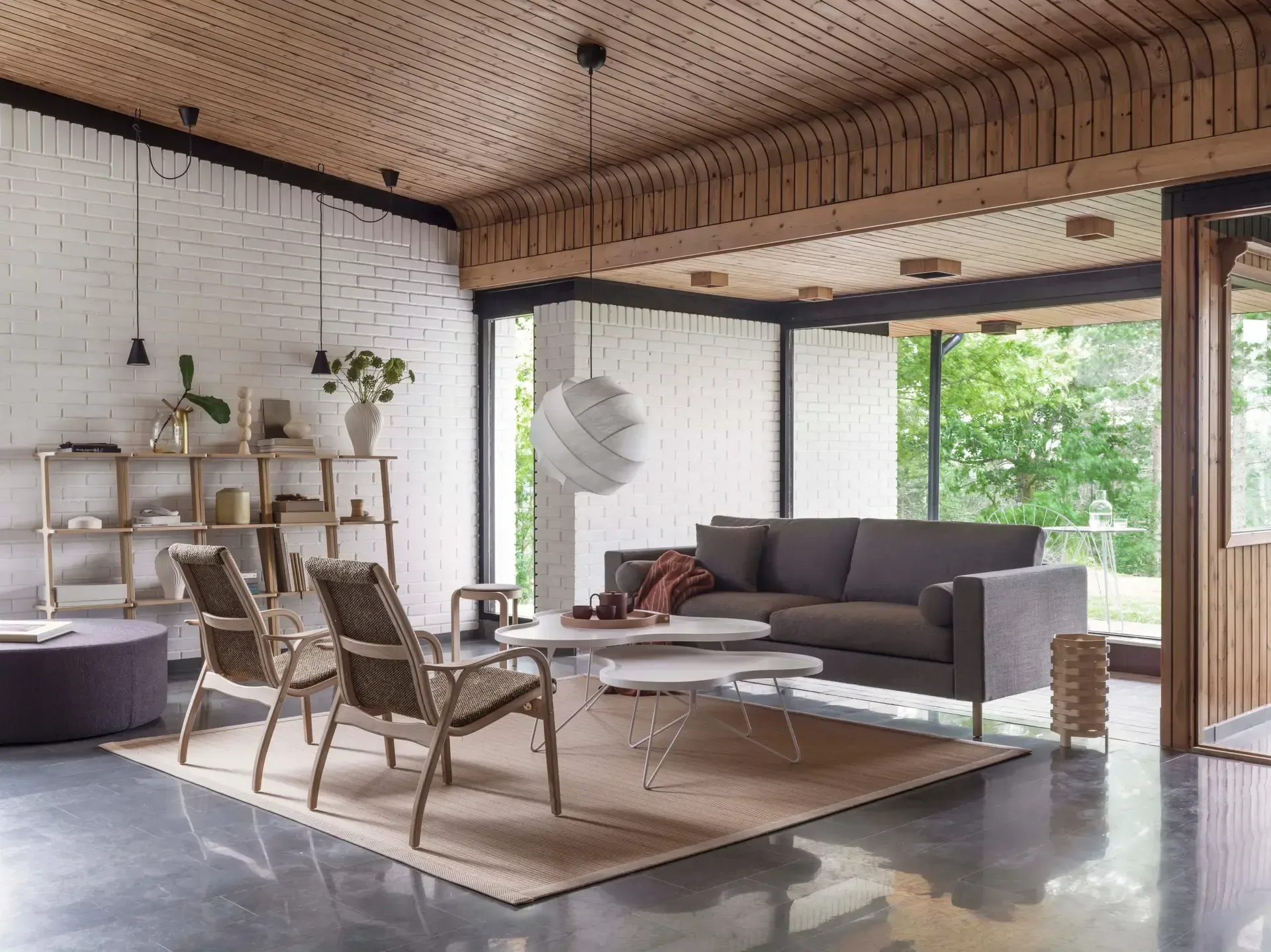 Laminett armchair, Sheepskin Off white-lacquered beech Swedese