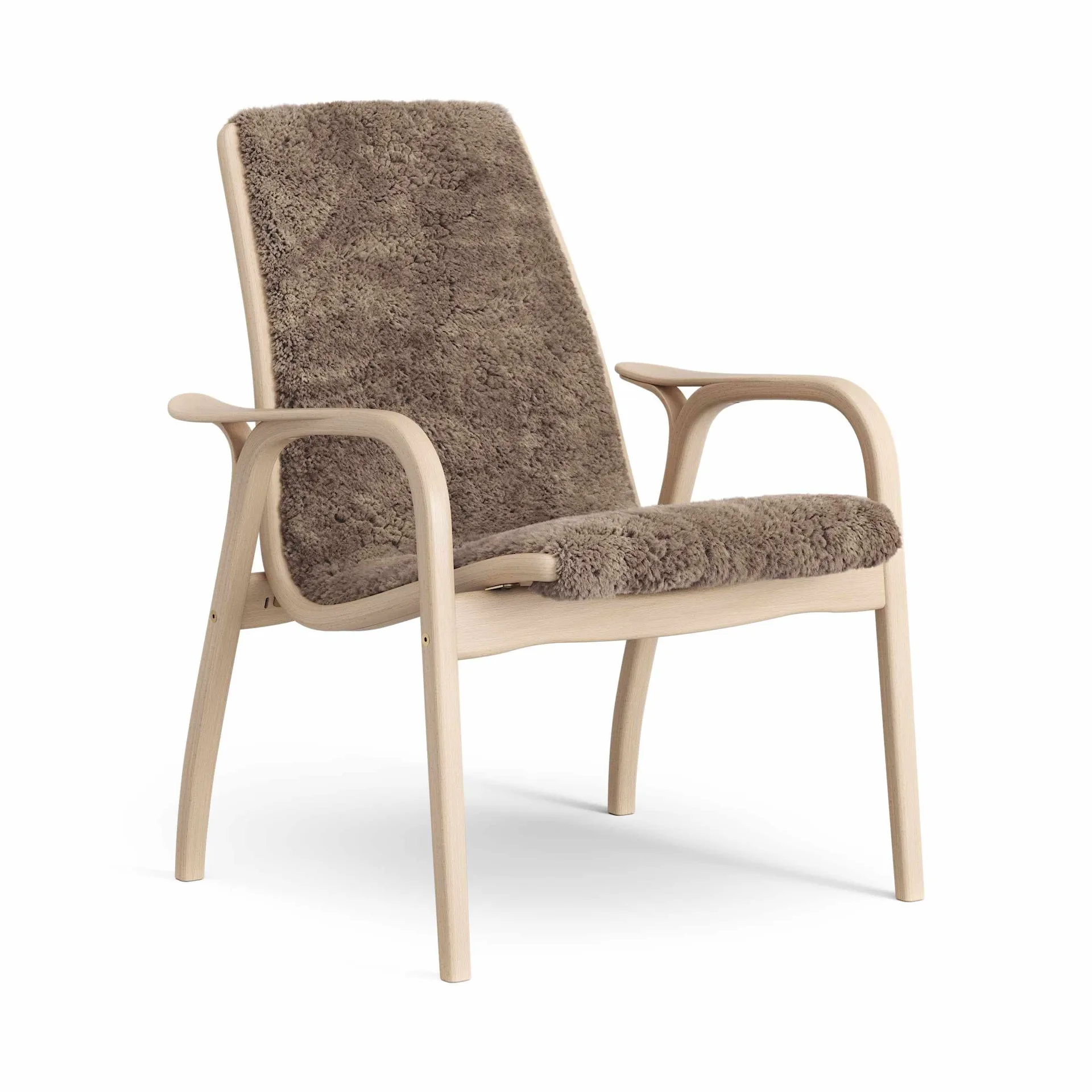 Laminett armchair, Sheepskin Sahara-lacquered beech Swedese