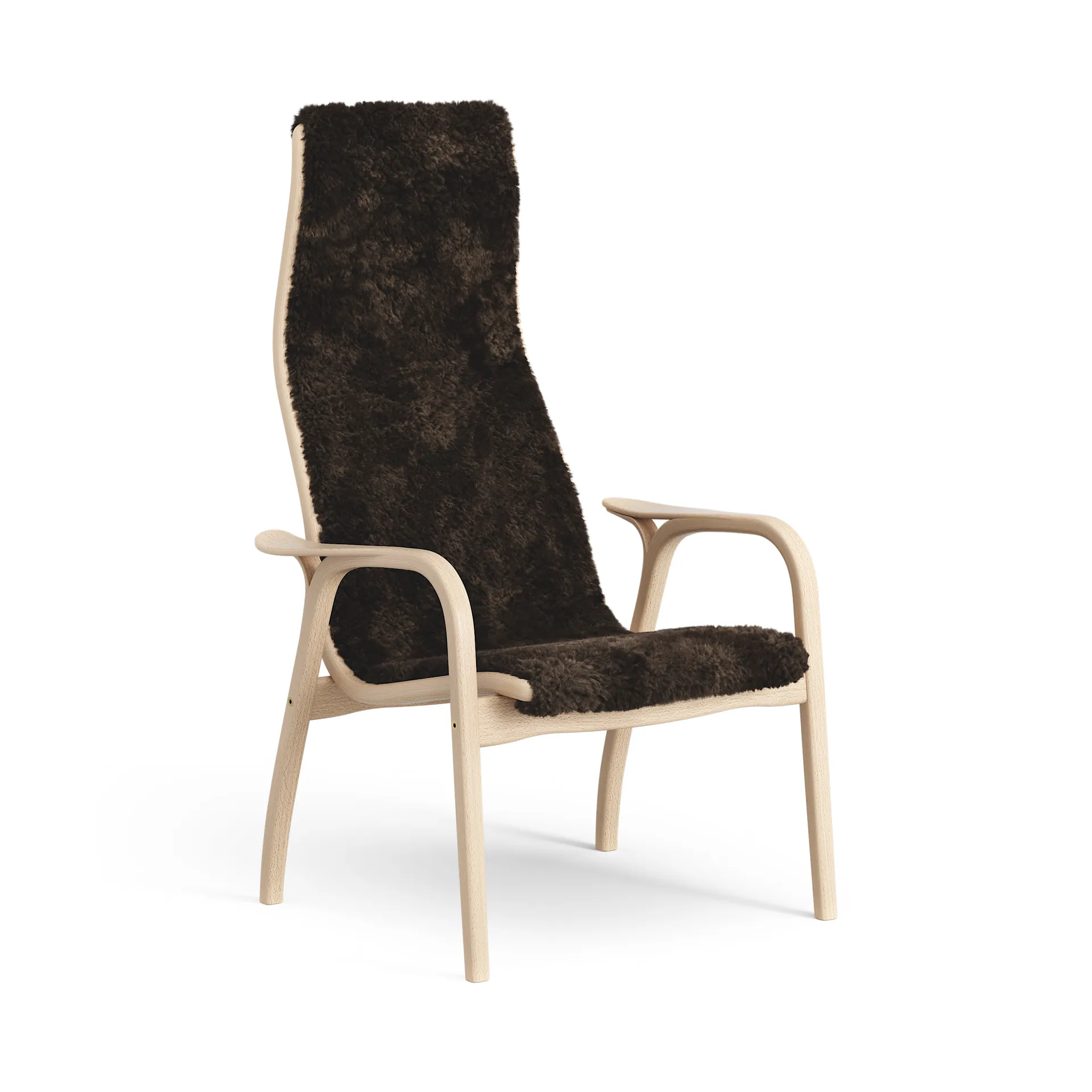 Lamini children's arm chair laquered beech/sheep skin, Espresso (brown) Swedese