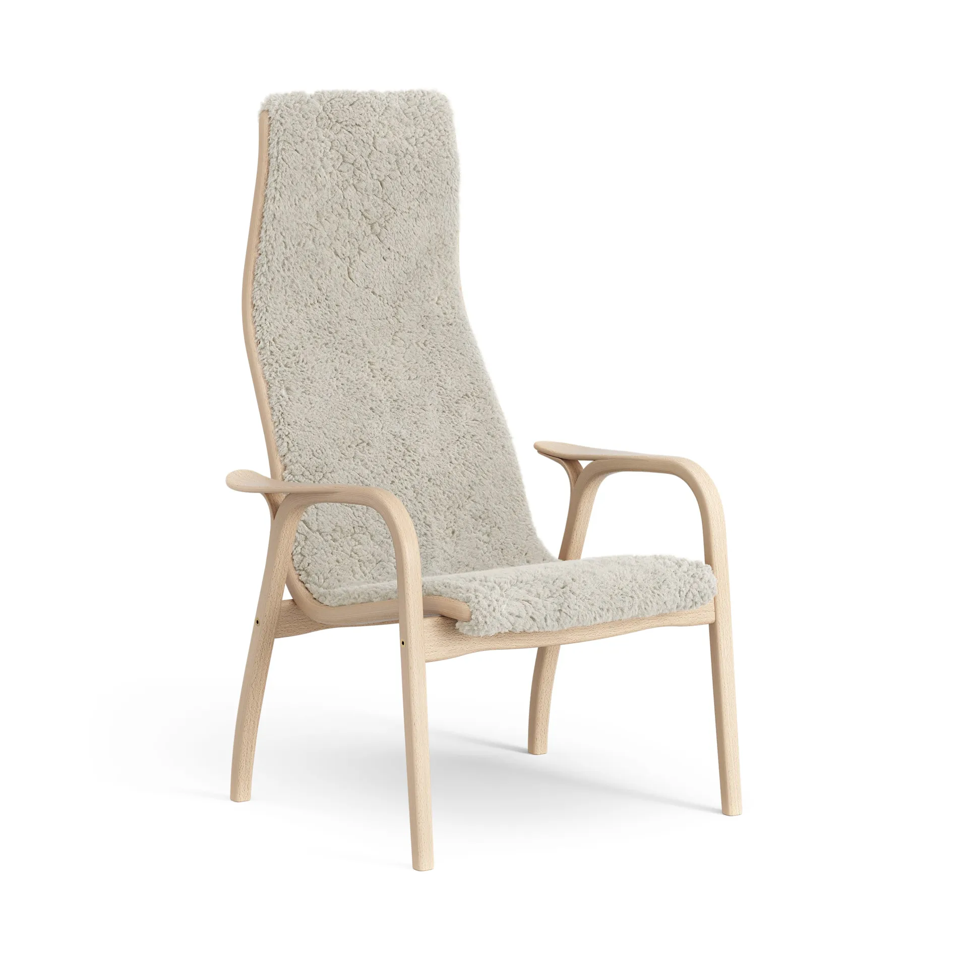 Lamini children's arm chair laquered beech/sheep skin, Moonlight (beige) Swedese