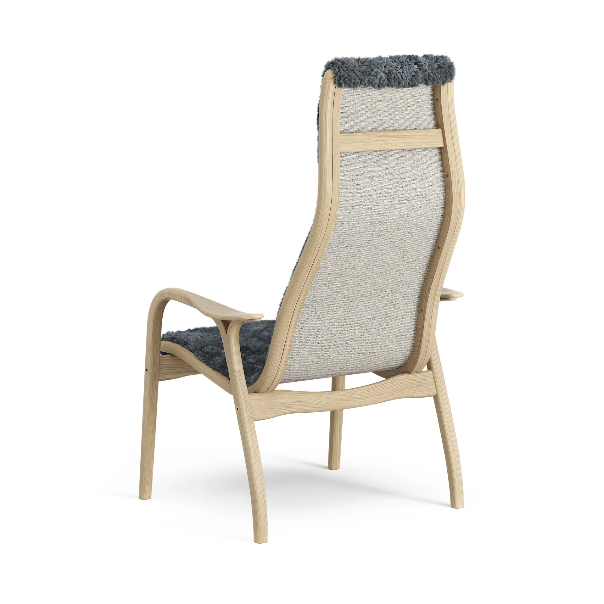 Lamini children's arm chair laquered oak/sheep skin, Charcoal (dark grey) Swedese