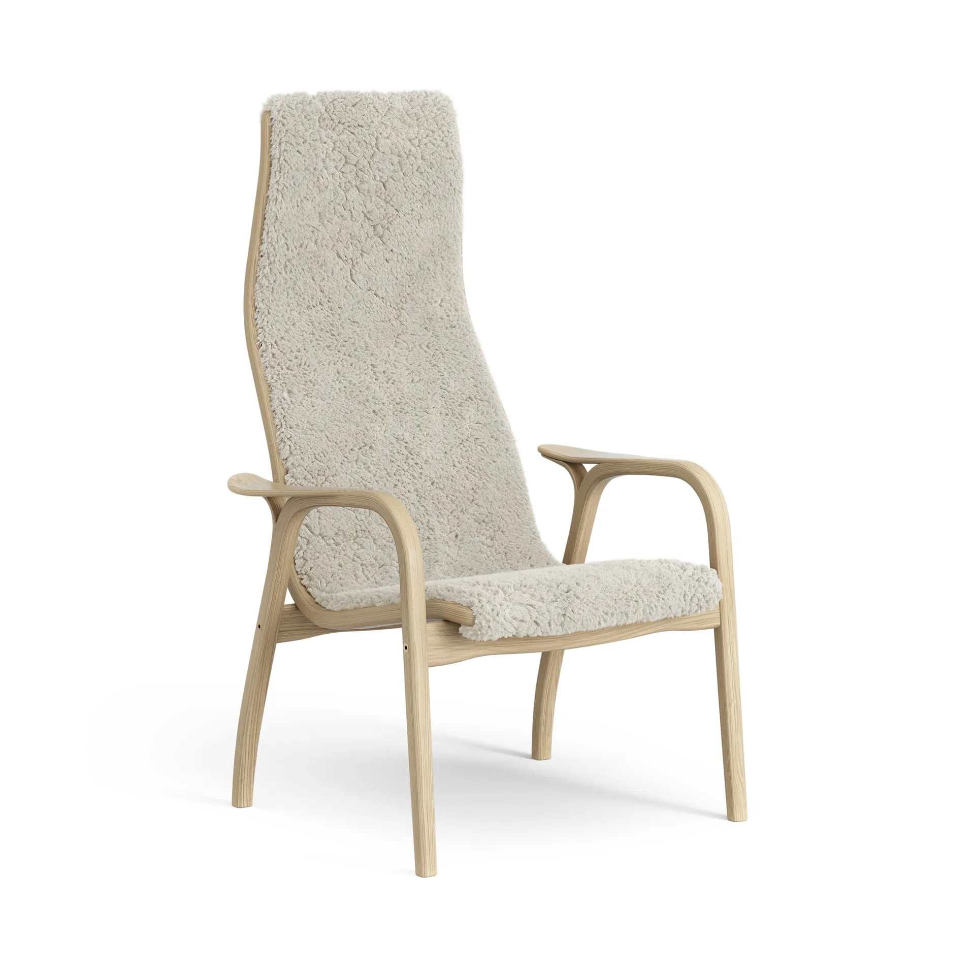 Lamini children's arm chair laquered oak/sheep skin, Moonlight (beige) Swedese