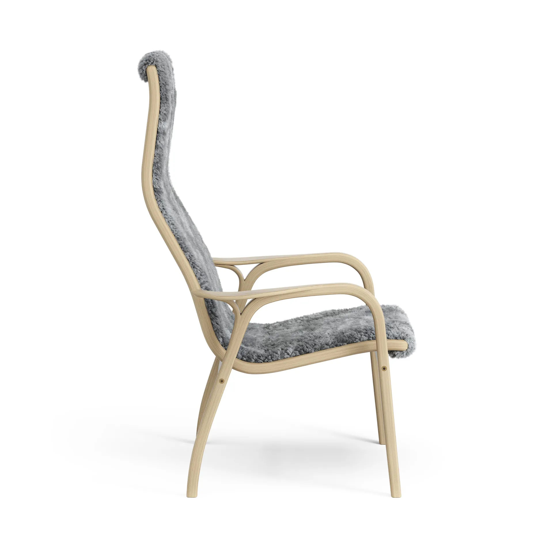 Lamini children's arm chair laquered oak/sheep skin, Scandinavian Grey (grey) Swedese