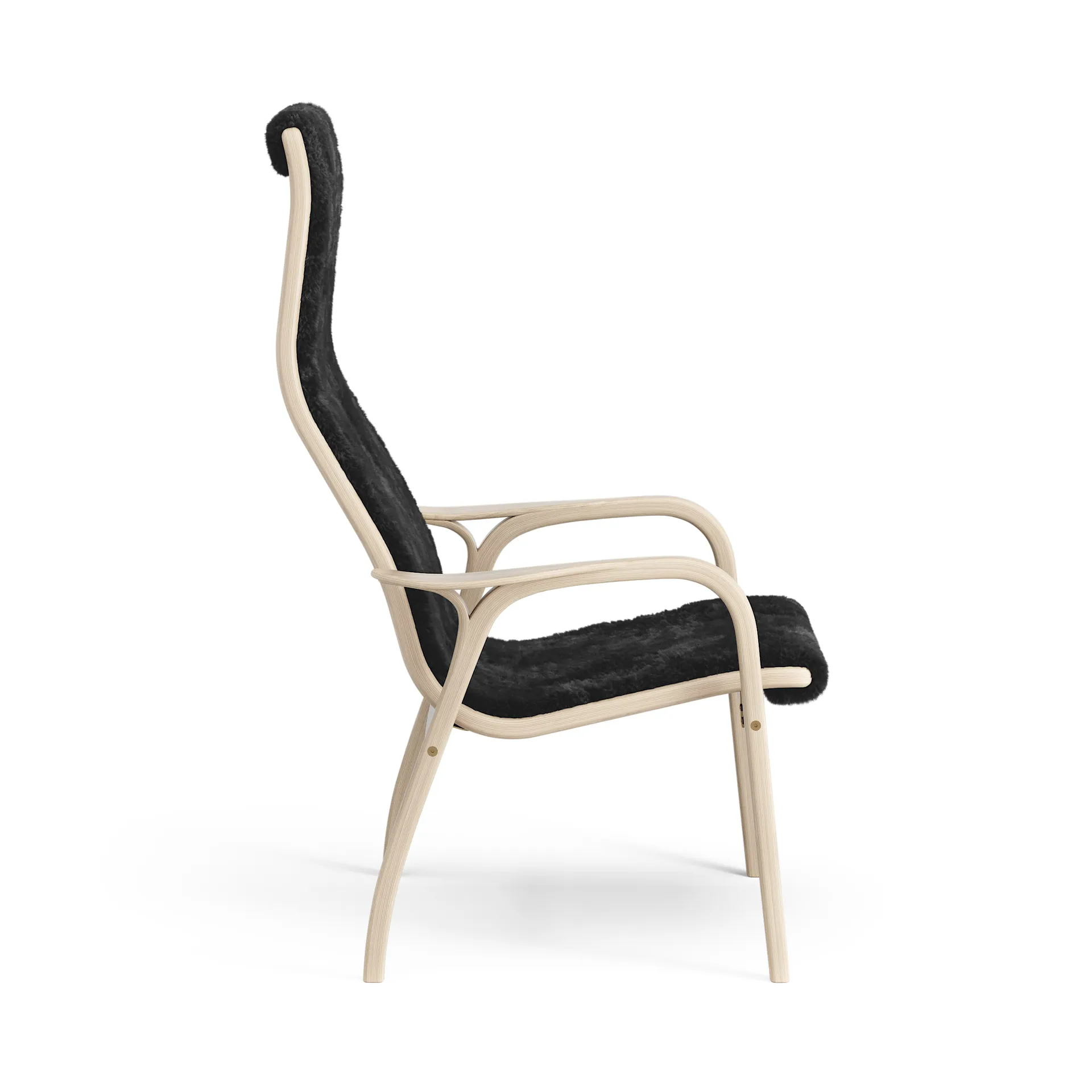 Lamino arm chair white pigmented oak/sheep skin, Black (black) Swedese