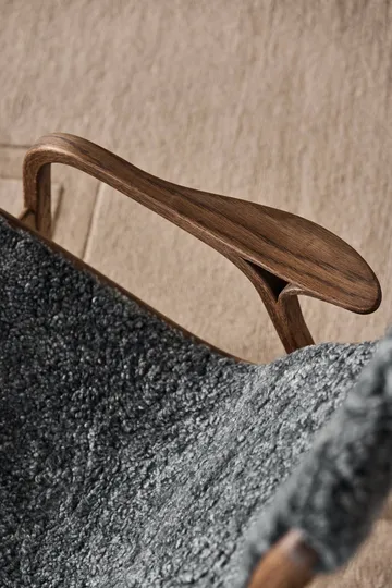 Lamino armchair and footstool - Sheepskin Charcoal-Rubio Monocoat Chocolate - Swedese