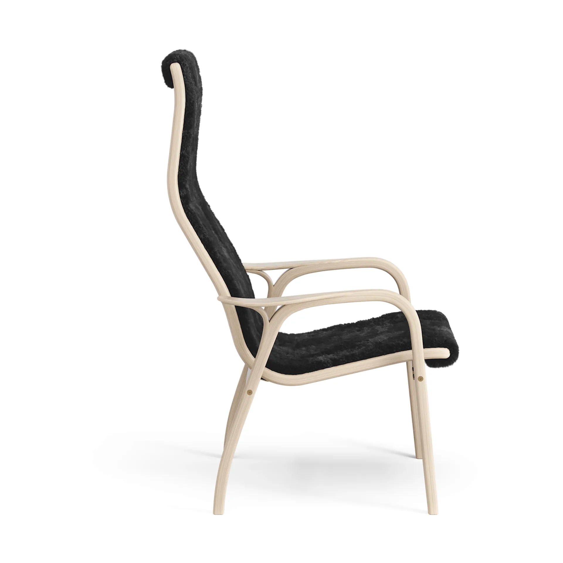 Lamino armchair, Sheepskin Black-white pigmented oak Swedese