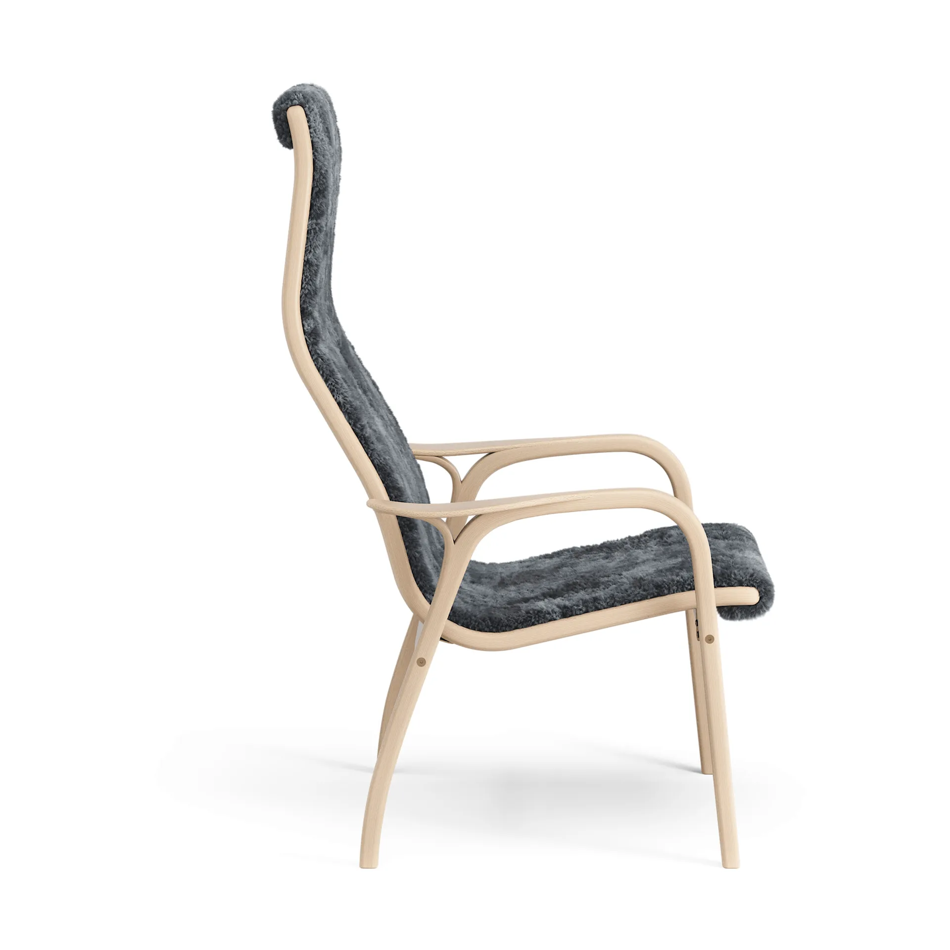 Lamino armchair, Sheepskin Charcoal-lacquered beech Swedese