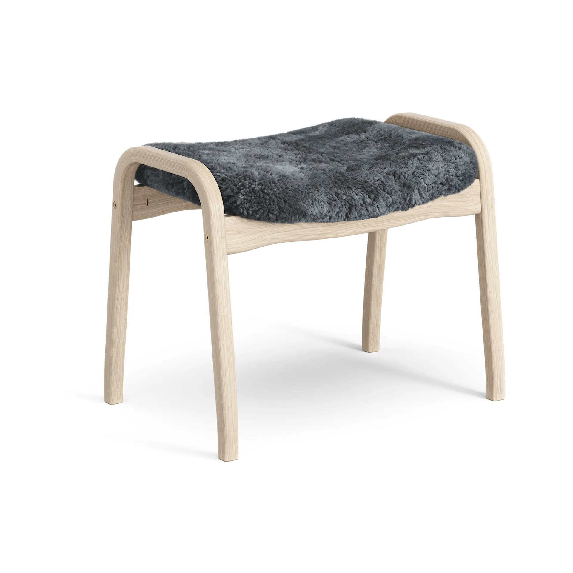 Lamino footstool, Sheepskin Charcoal-white pigmented oak Swedese