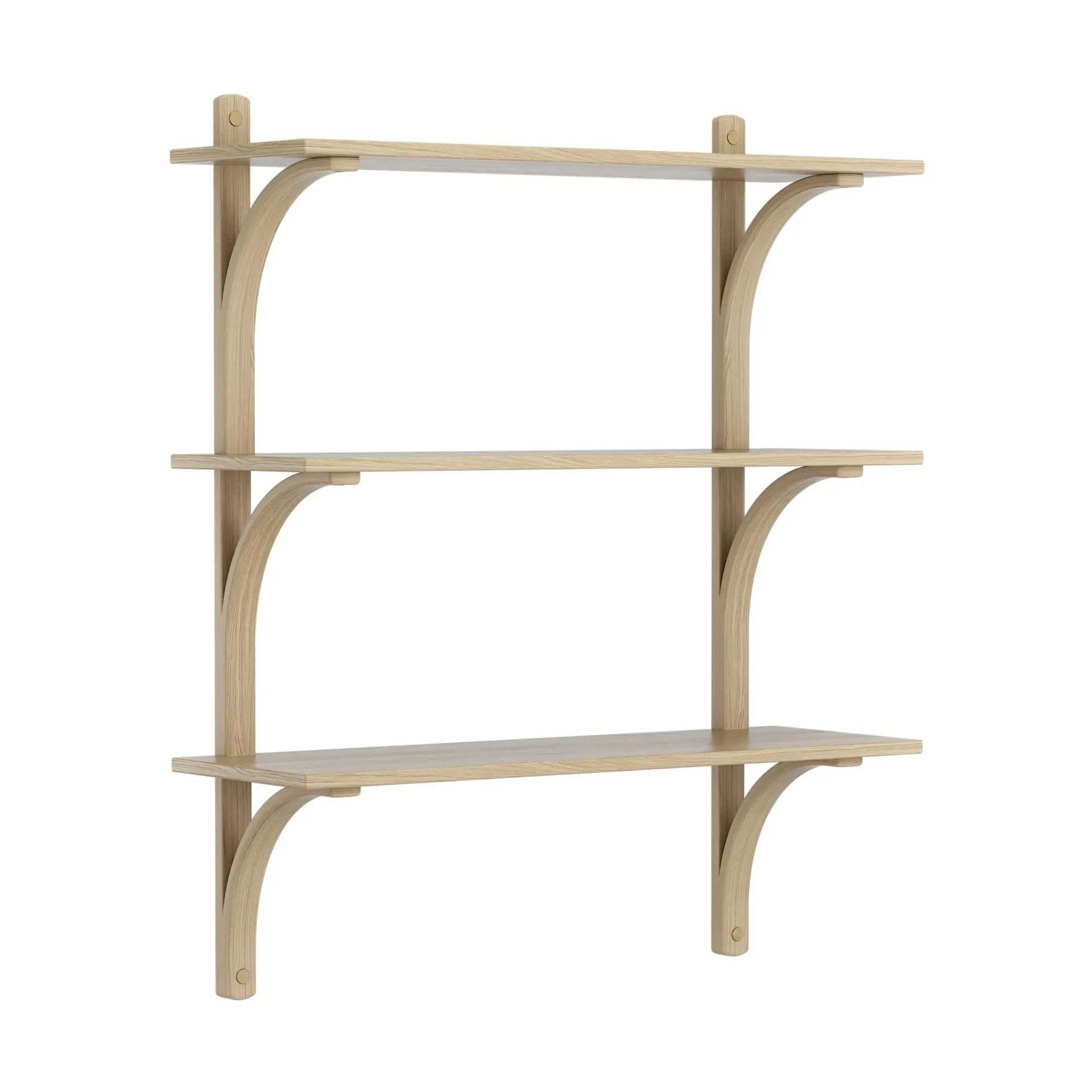 Levi shelf 3 shelves, Natural lacquered oak-brass, 90 cm Swedese