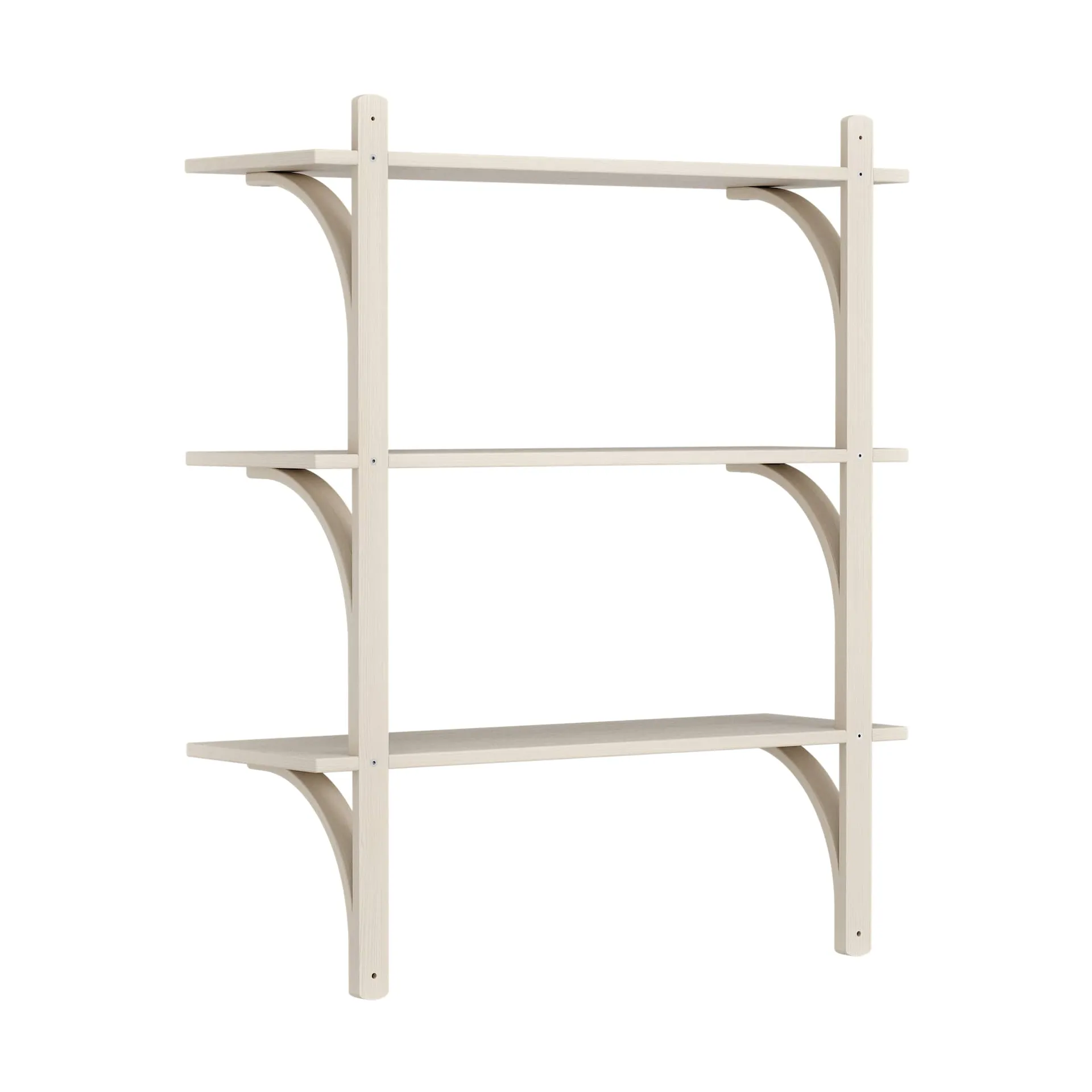 Levi shelf 3 shelves, White pigmented ash-brass, 90 cm Swedese