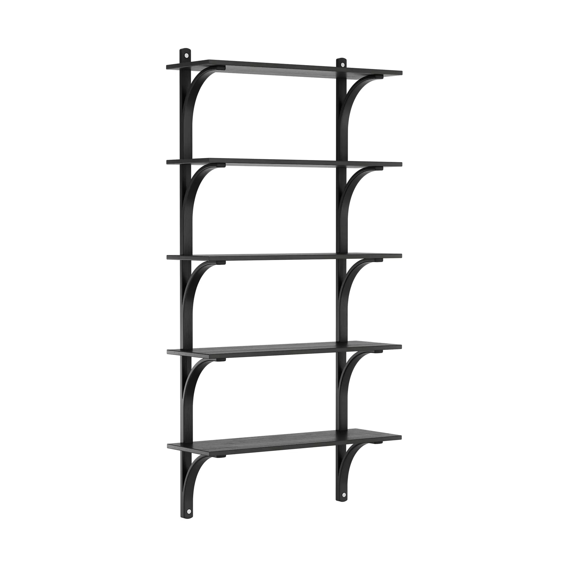 Levi shelf 5 shelves, Black stained ash-aluminium, 90 cm Swedese
