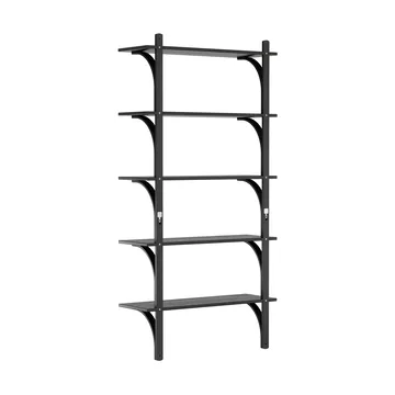 Levi shelf 5 shelves - Black stained ash-aluminium, 90 cm - Swedese