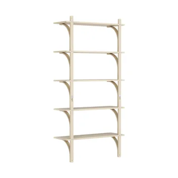 Levi shelf 5 shelves - Natural lacquered ash-aluminium, 90 cm - Swedese