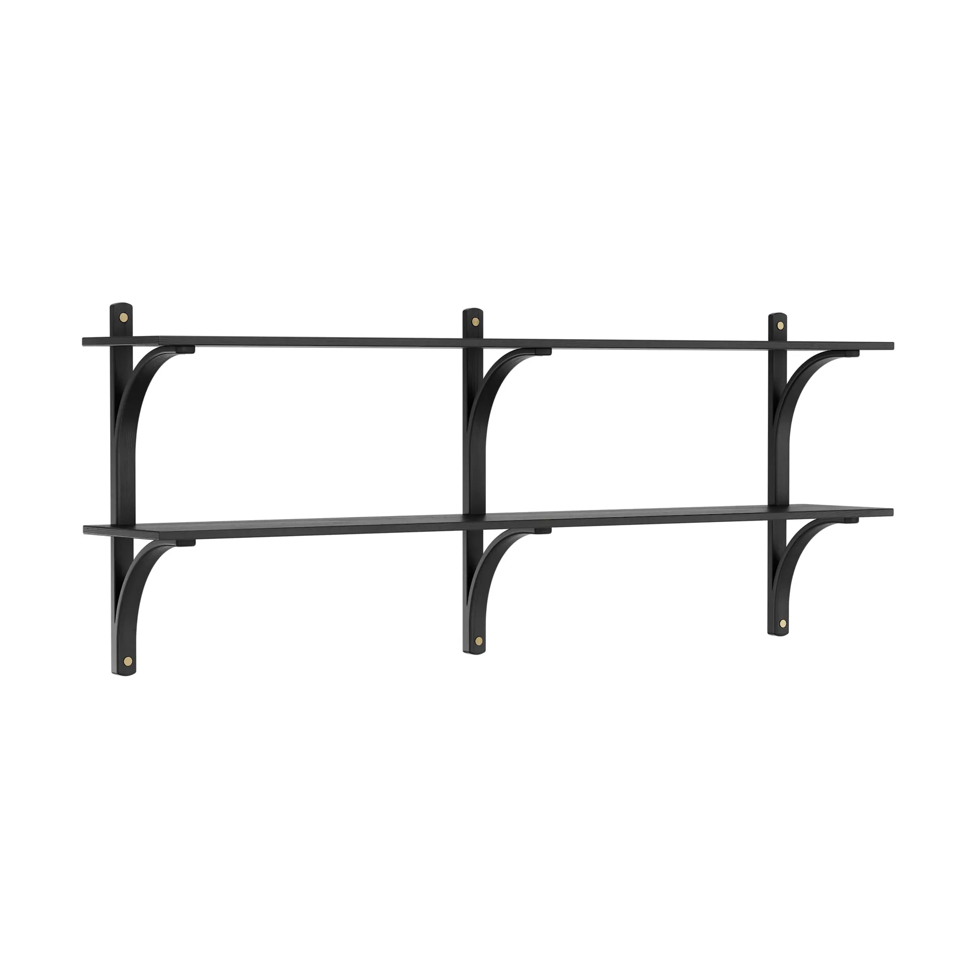 Levi shelf, Black ash-brass, 2 shelves, 180 cm Swedese