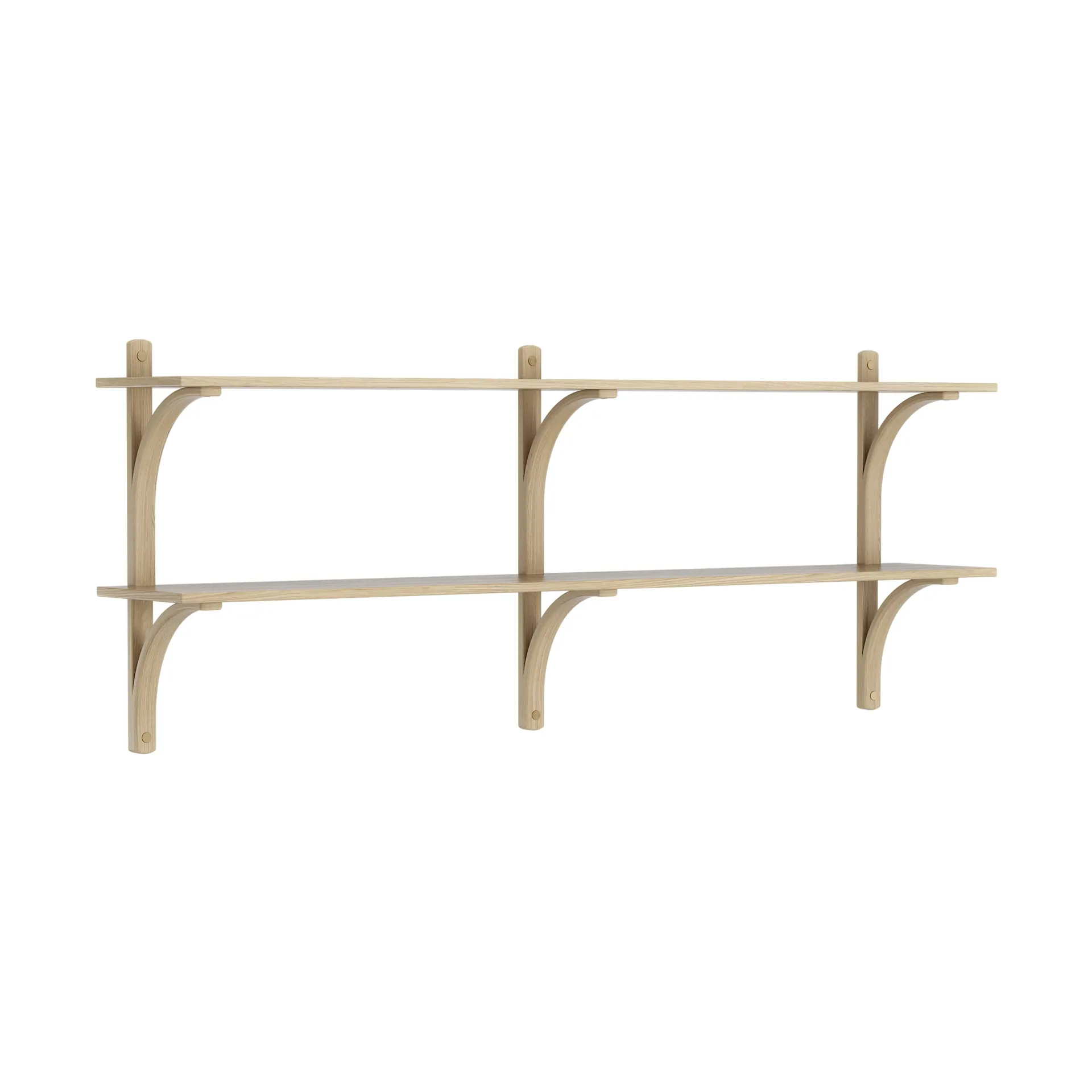 Levi shelf, Lacquered oak-brass, 2 shelves, 180 cm Swedese