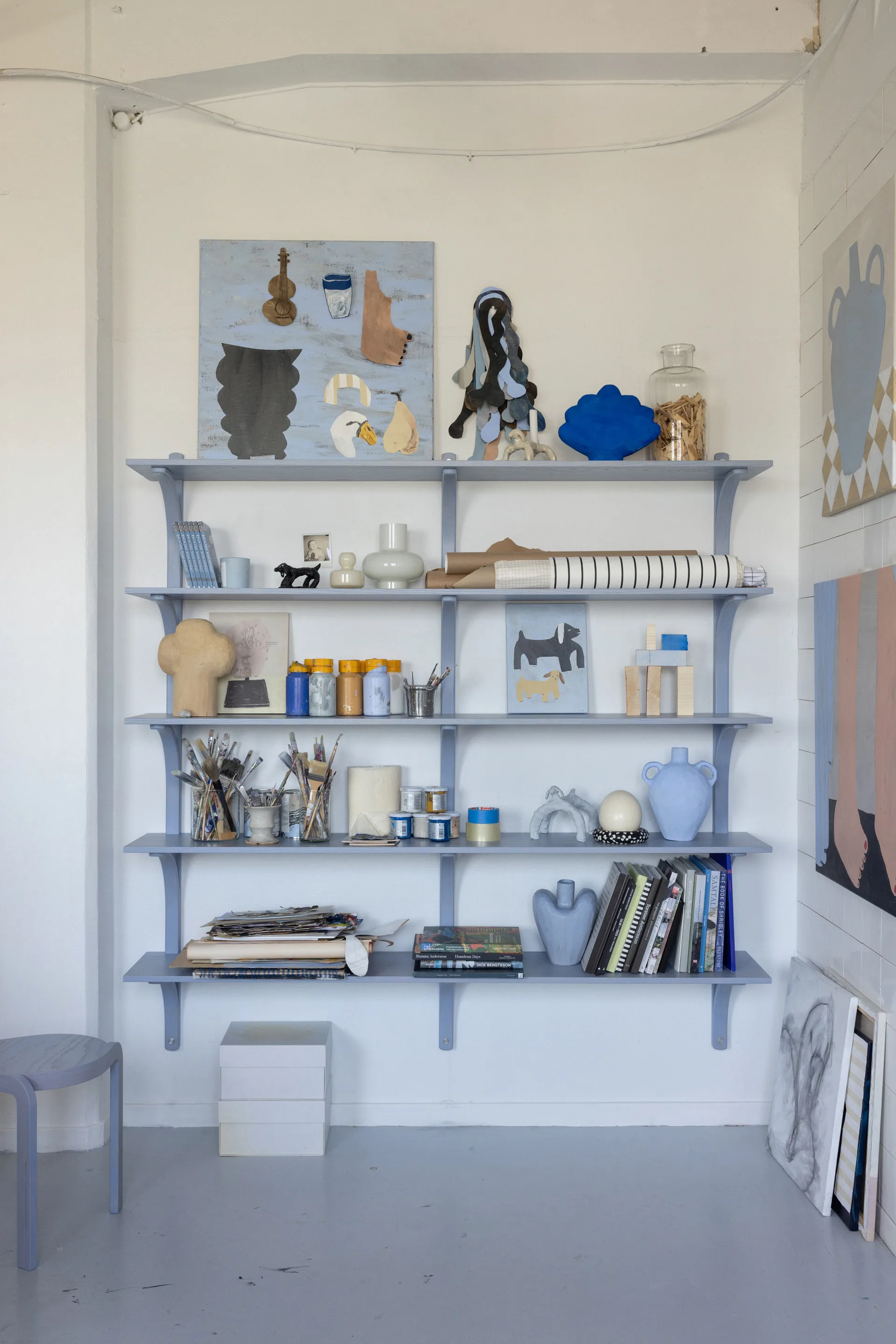 Levi shelf, White ash-brass, 2 shelves, 180 cm Swedese